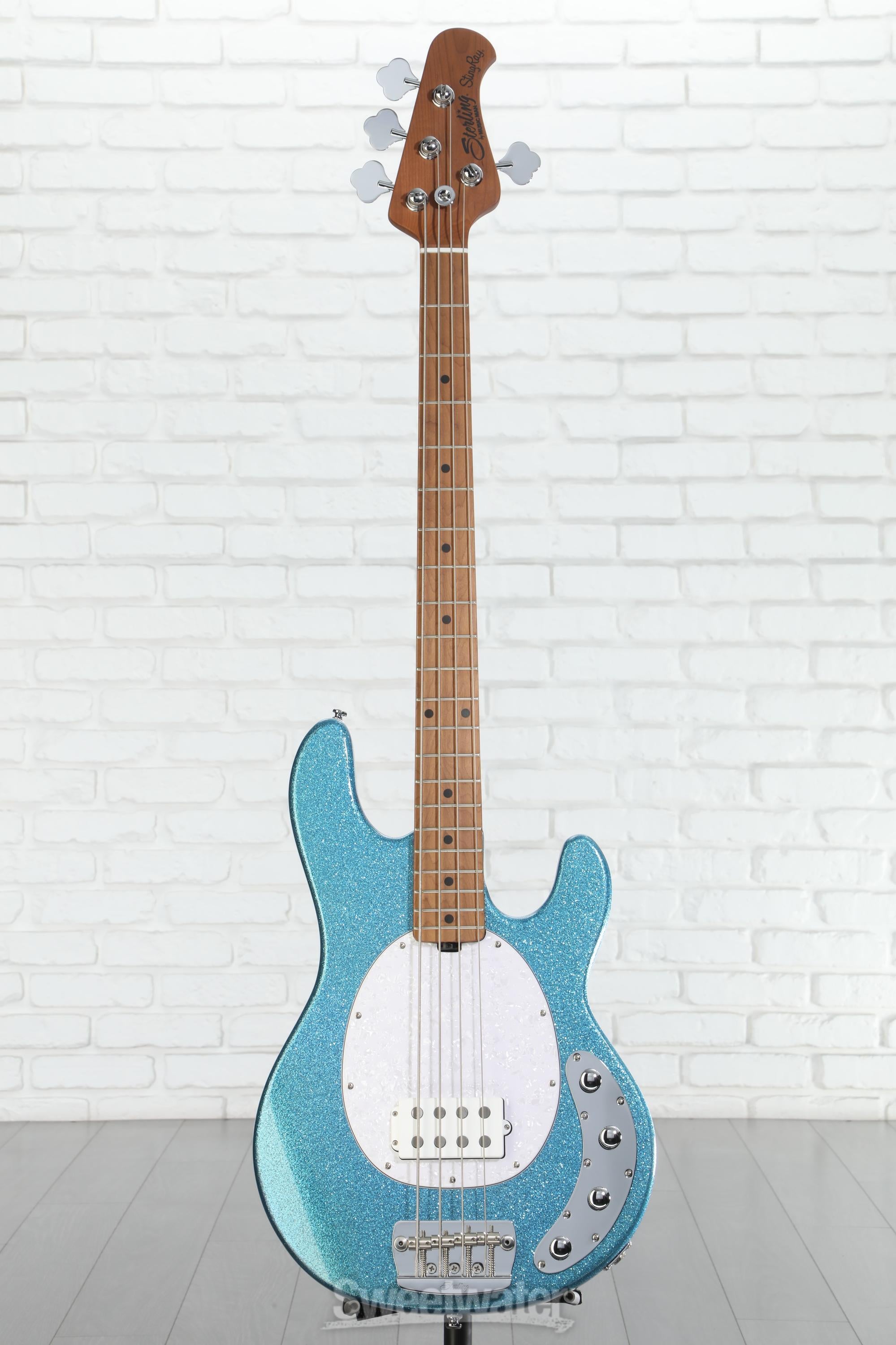 ベース Musicman RAY34 Blue Sparkle Sterling Sterling By Music Man StingRay RAY34 Bass Guitar - Blue