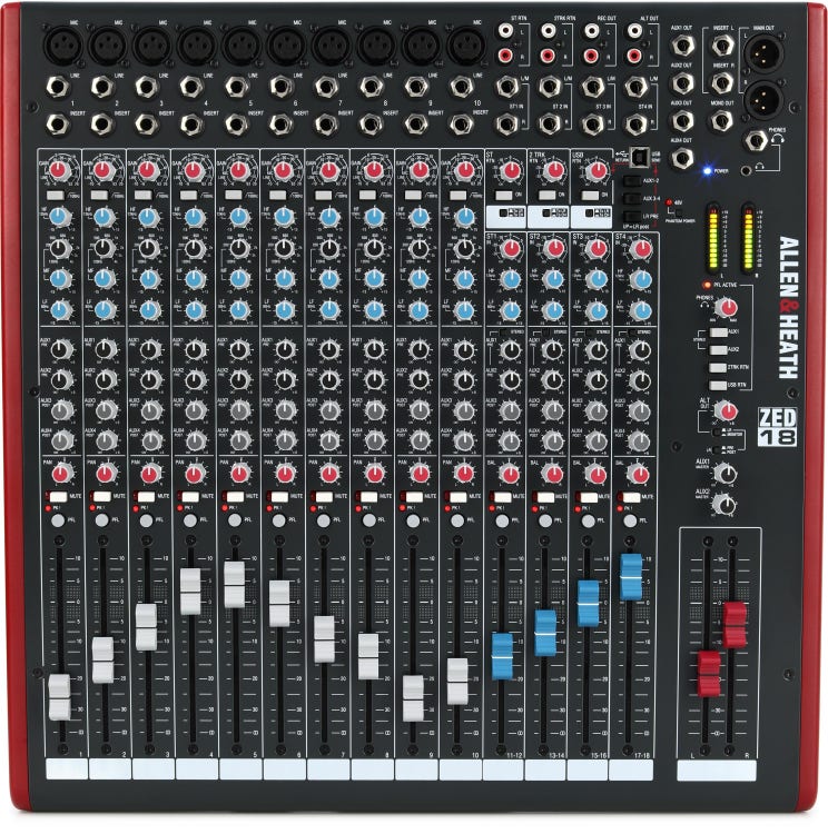 Allen & Heath ZED-18 18-channel Mixer with USB Audio Interface | Sweetwater