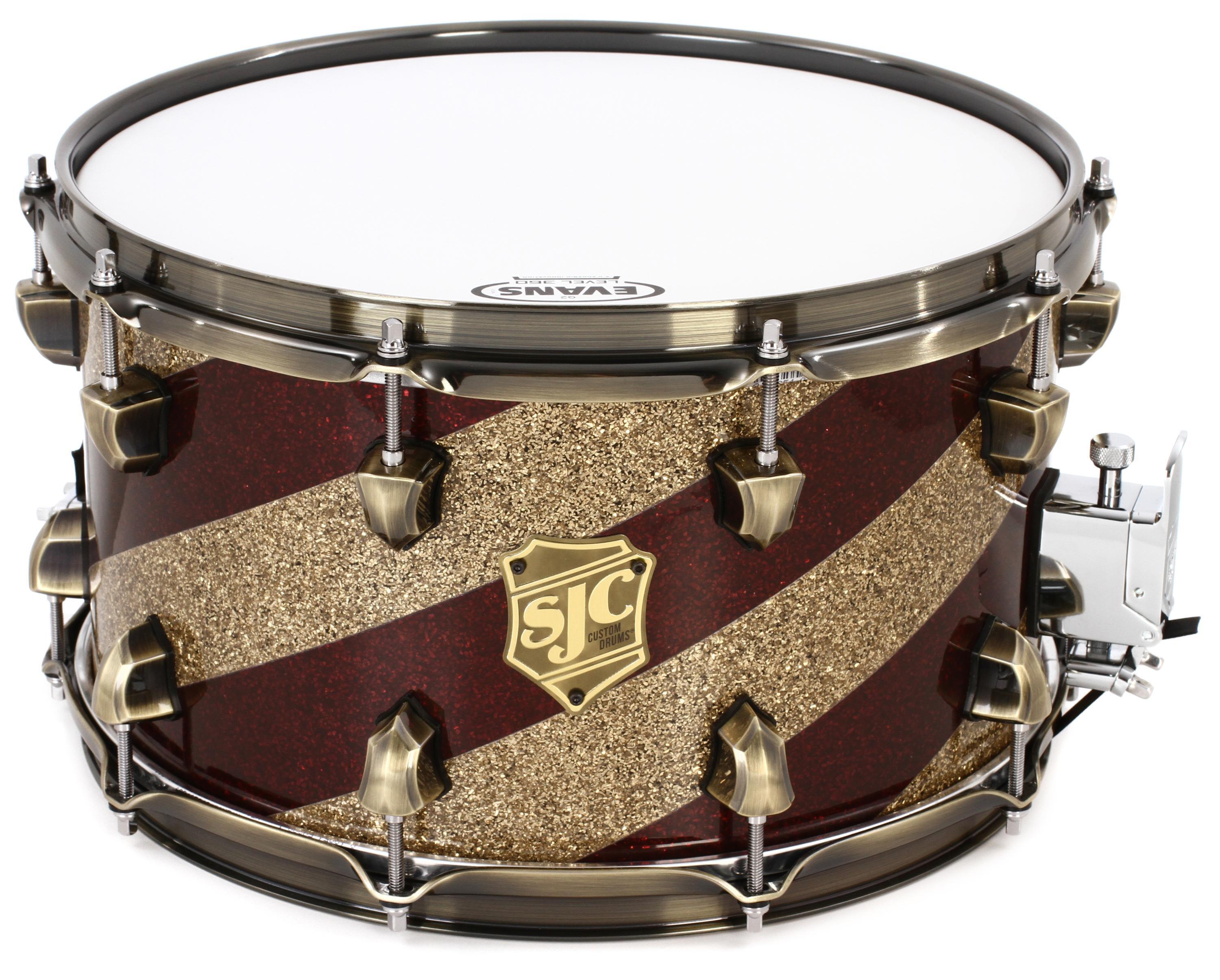 SJC Custom Drums USA Custom Snare Drum - 8 x 14 inch - Merlot and Ginger  Glass Glitter