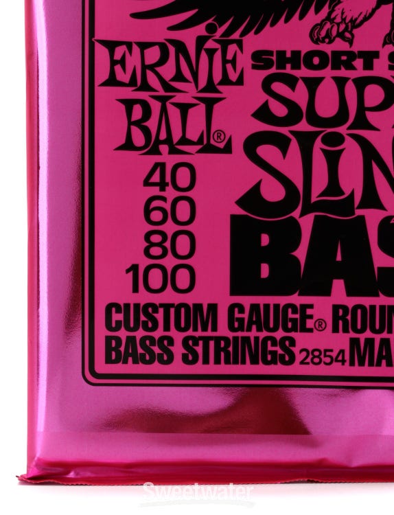 Ernie Ball 2854 Super Slinky Nickel Wound Short Scale Electric Bass Guitar Strings - .040-.100