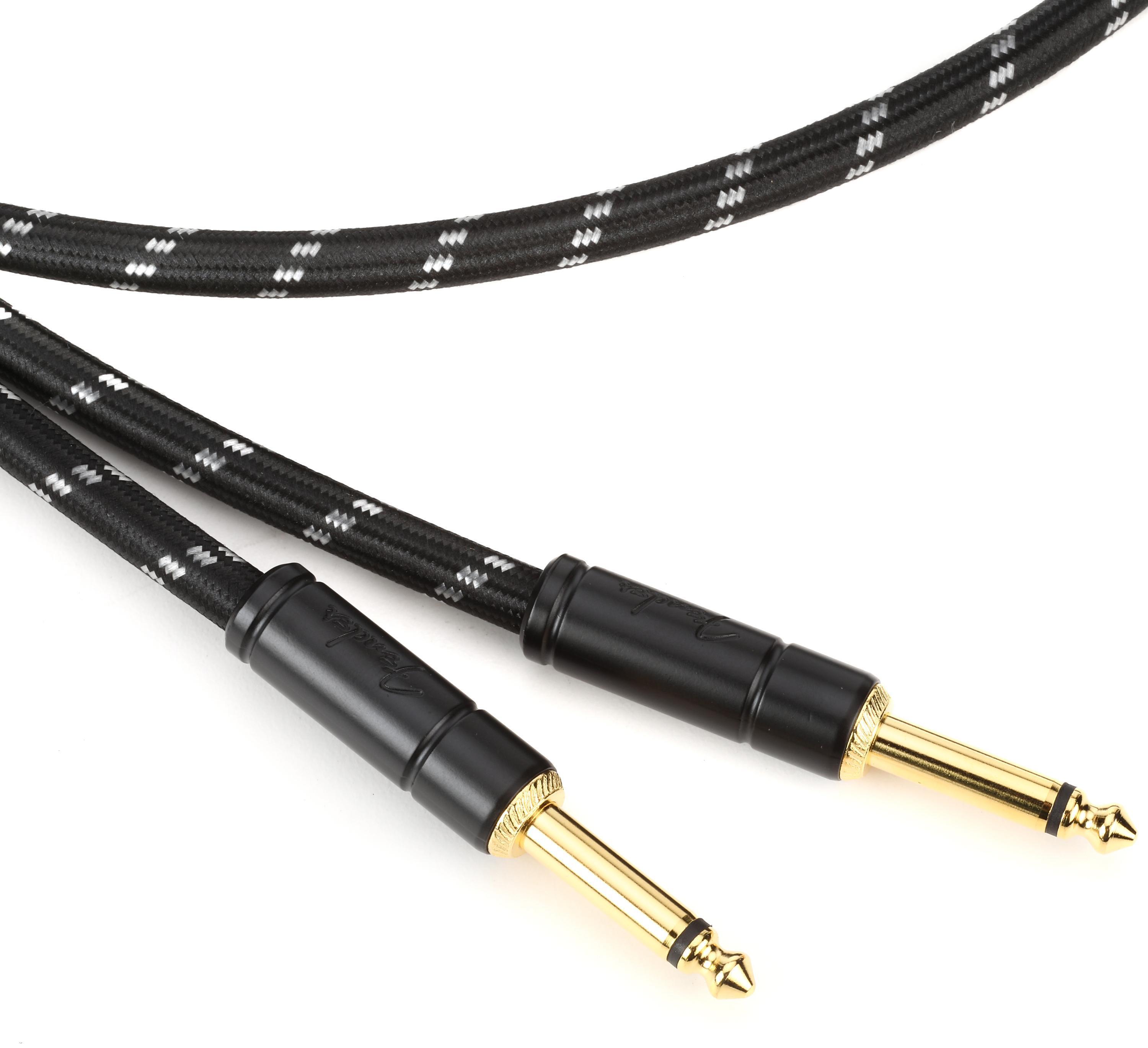 Photo of Fender Deluxe Series Tweed Instrument Cable - Straight to Straight - 5 foot Black Tweed