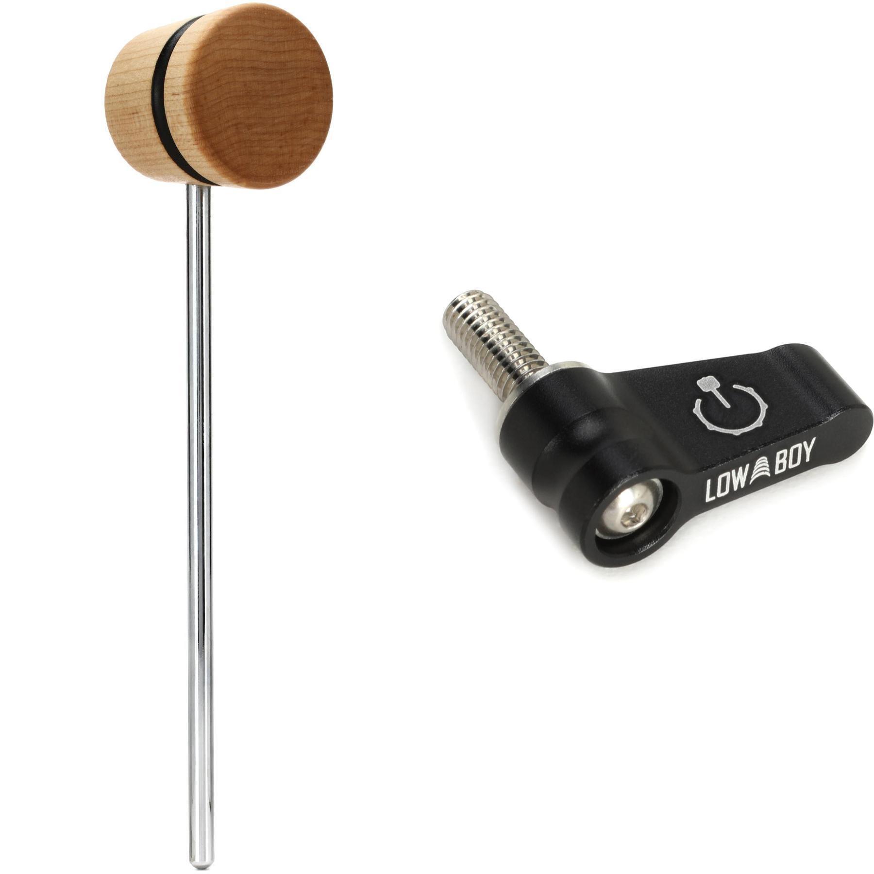 Photo of Low Boy Wood Bass Drum Beater with 10/32" Power Switch - Lightweight, Natural with Black Stripes