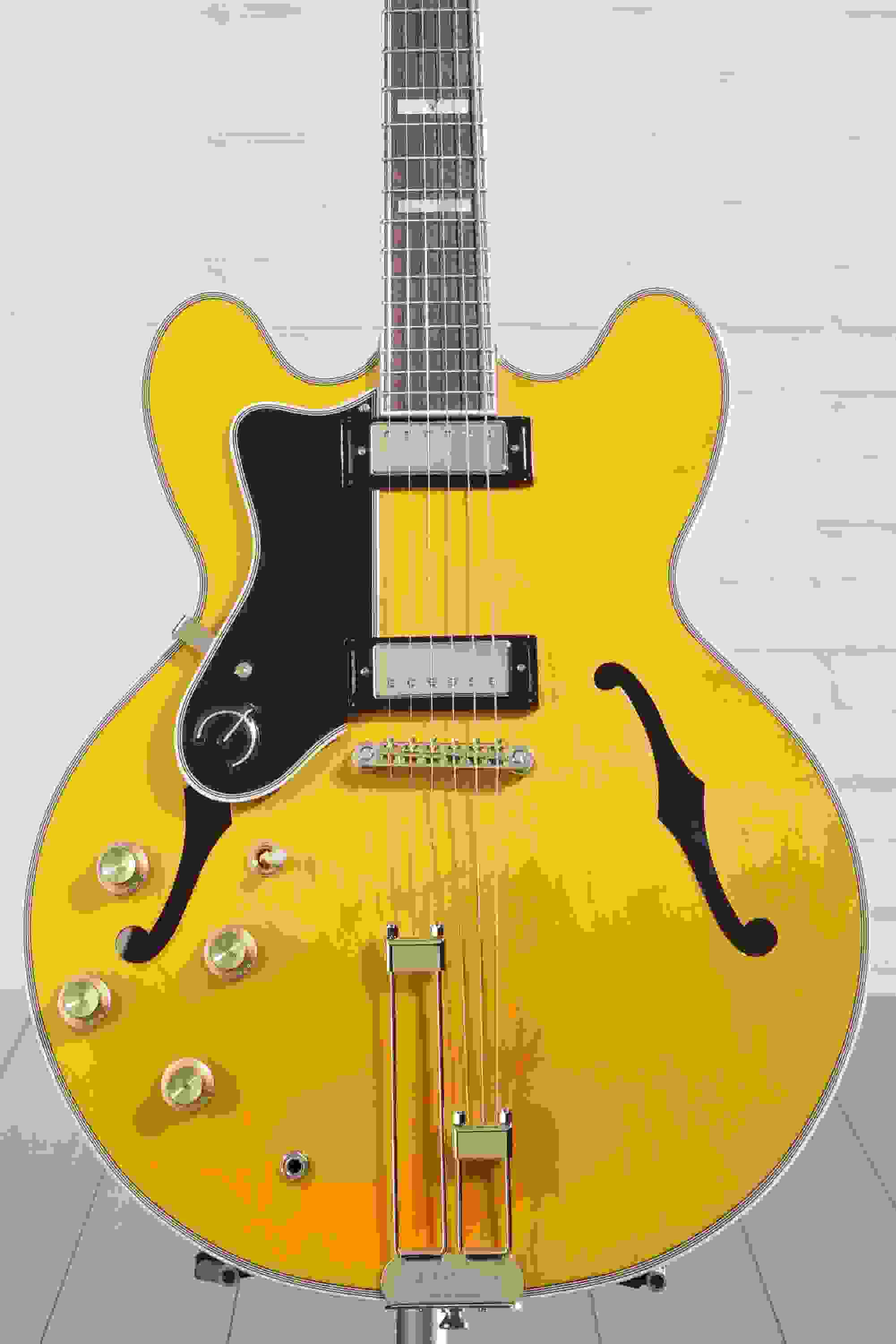 Epiphone Sheraton Frequensator Left Handed Semi Hollowbody Electric Guitar Natural Sweetwater