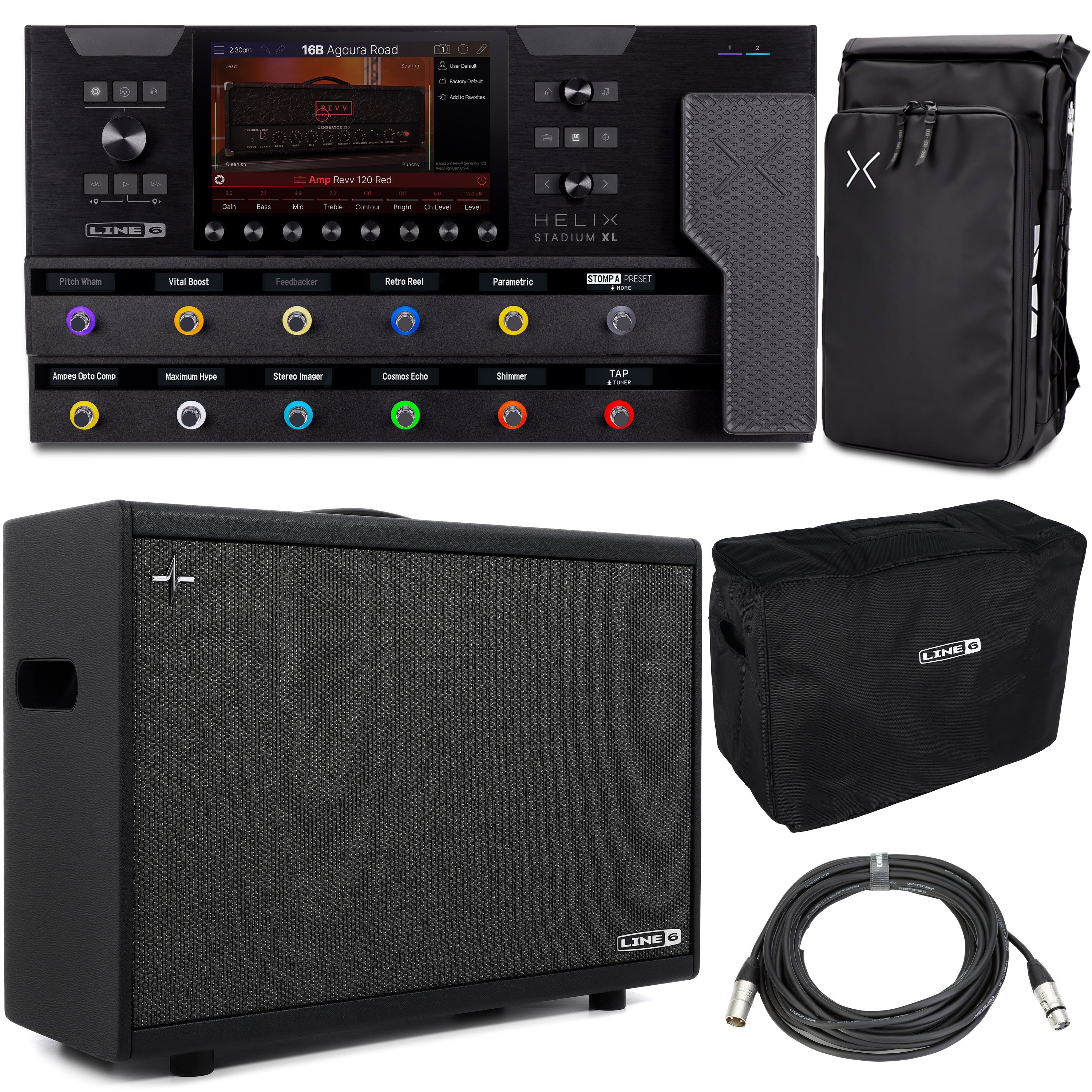 Line 6 Helix Stadium XL with Powercab 212 Plus Active Guitar Speaker and Backpack