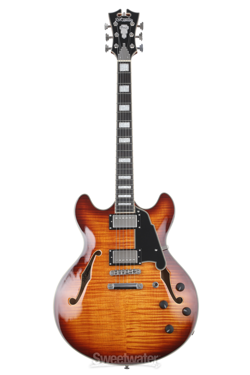 D'Angelico Premier DC Electric Guitar - Dark Iced Tea Burst with Stopbar  Tailpiece