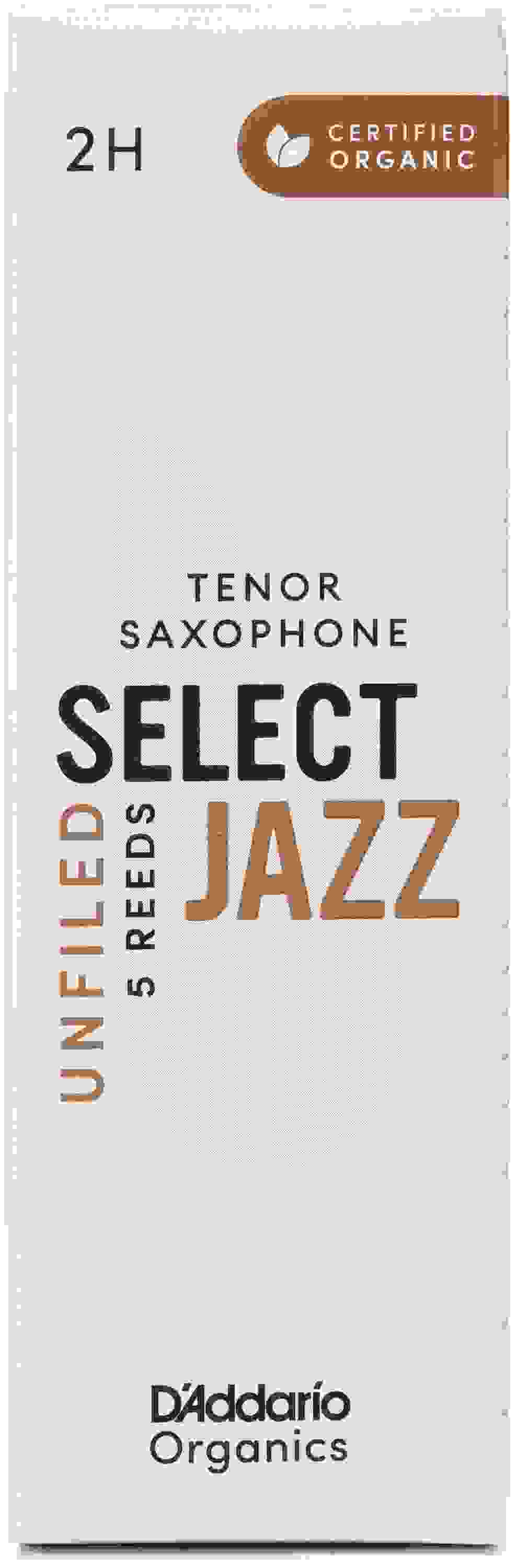 D'Addario Organics Select Jazz Unfiled Tenor Saxophone Reeds - 2 Hard (5-pack)