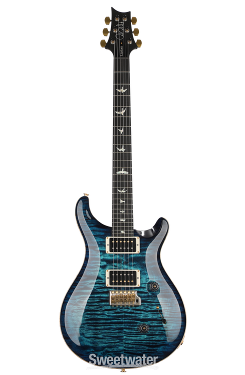 PRS Custom 24 Quilt 10-Top Electric Guitar with Pattern Thin Neck - Cobalt  Blue