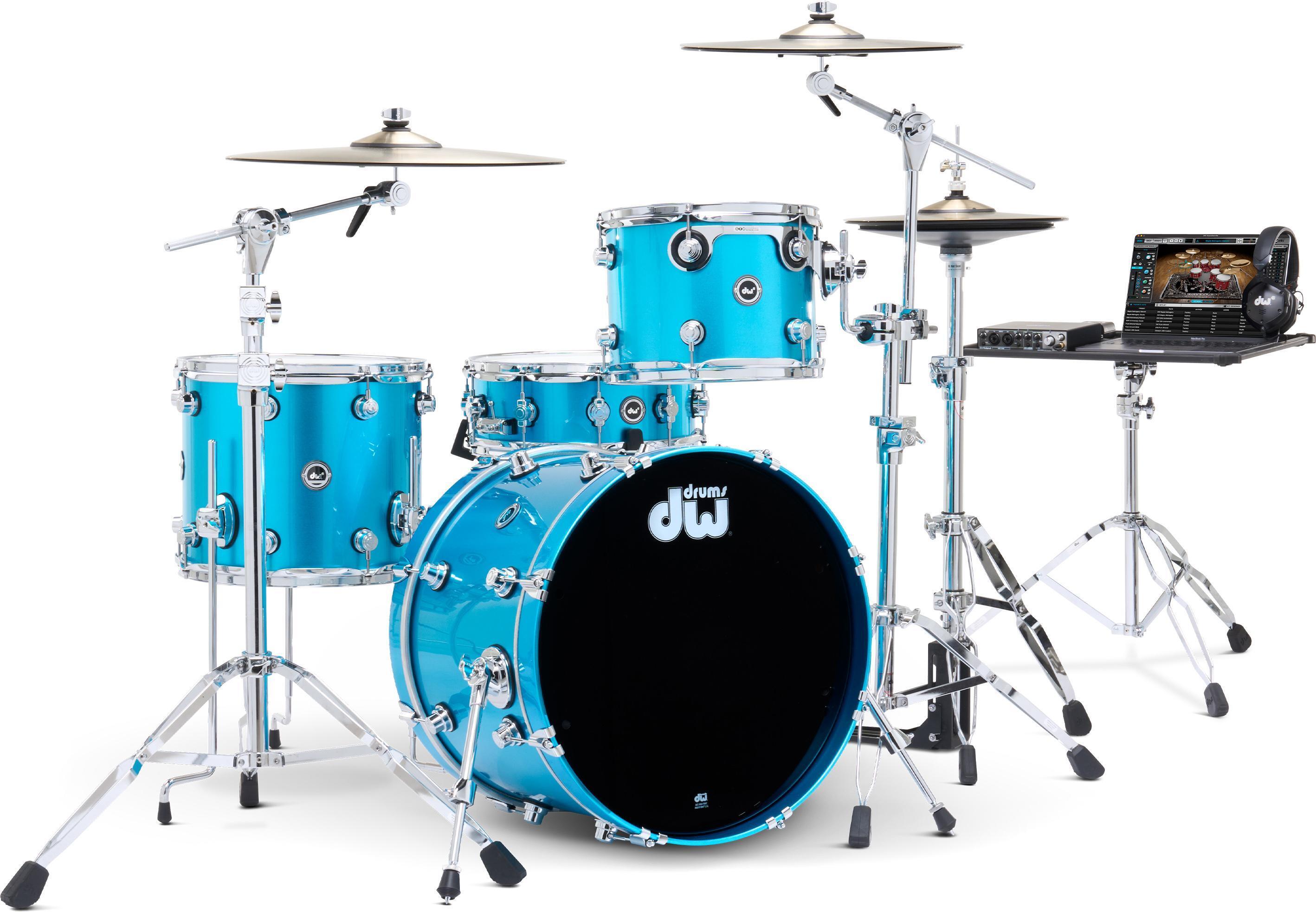DW DWe 4-piece Drum Kit Bundle - Laser Blue Metallic Lacquer