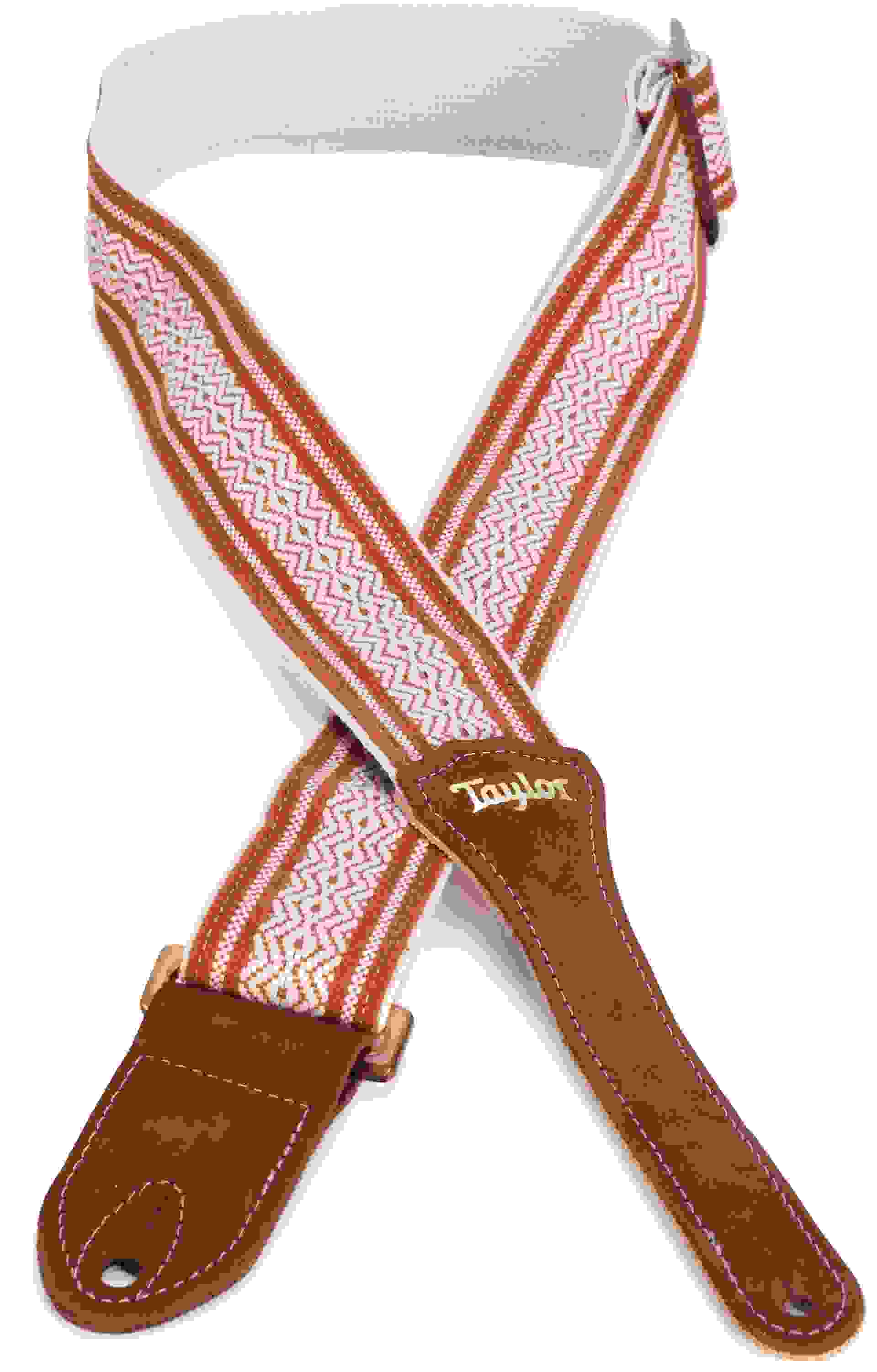 Taylor Jacquard Cotton 2-inch Guitar Strap - White/Brown