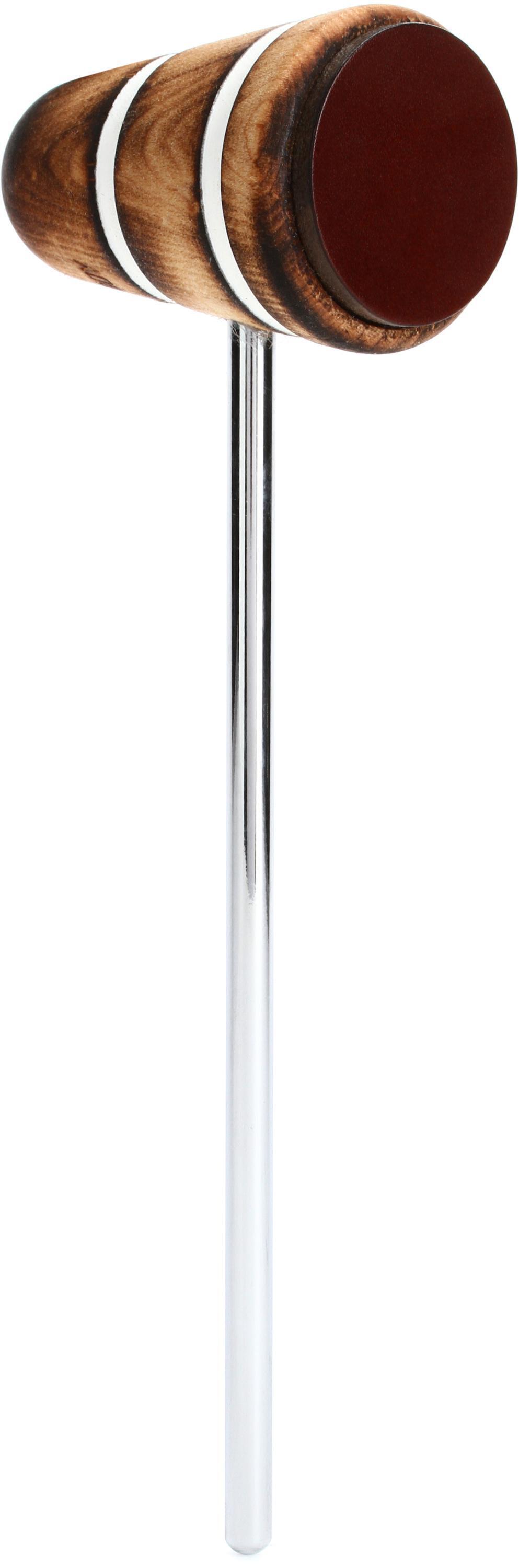 Low Boy Standard Leather Daddy Bass Drum Beater Scorched, White Stripes Sweetwater