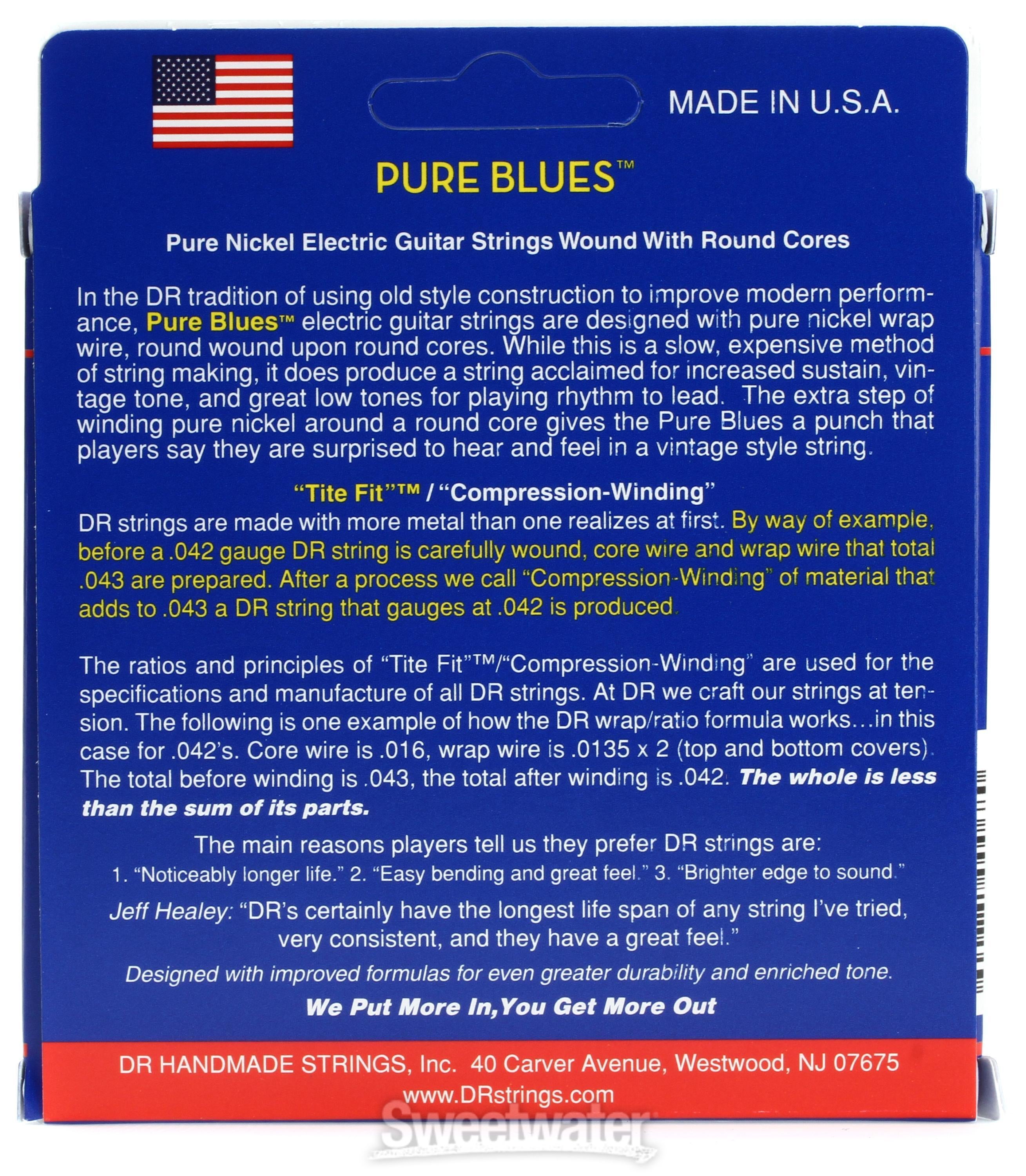 DR Strings PHR 9 46 Pure Blues Pure Nickel Electric Guitar Strings