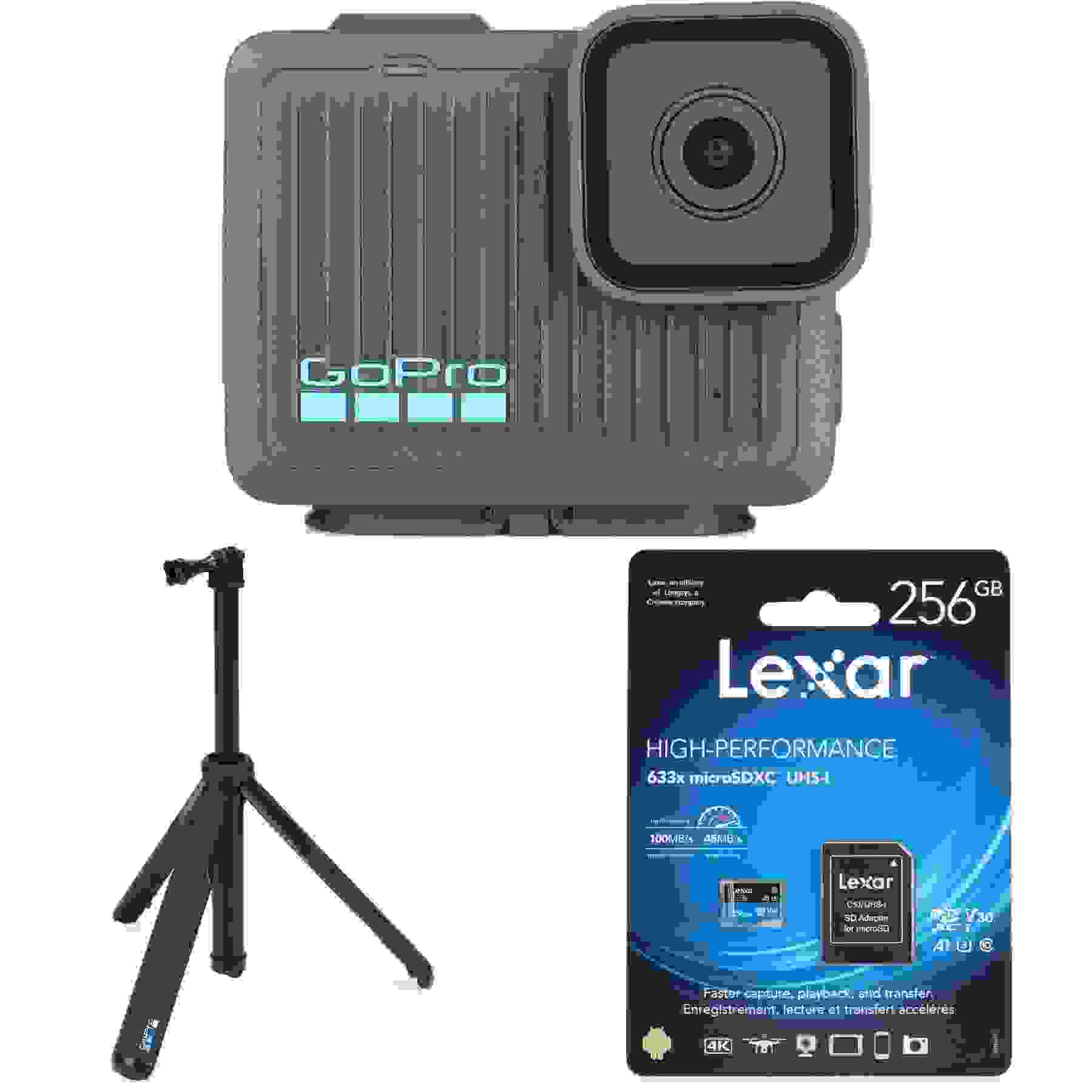 GoPro HERO Black 4K Waterproof Action Camera with Extension Grip/Tripod ...