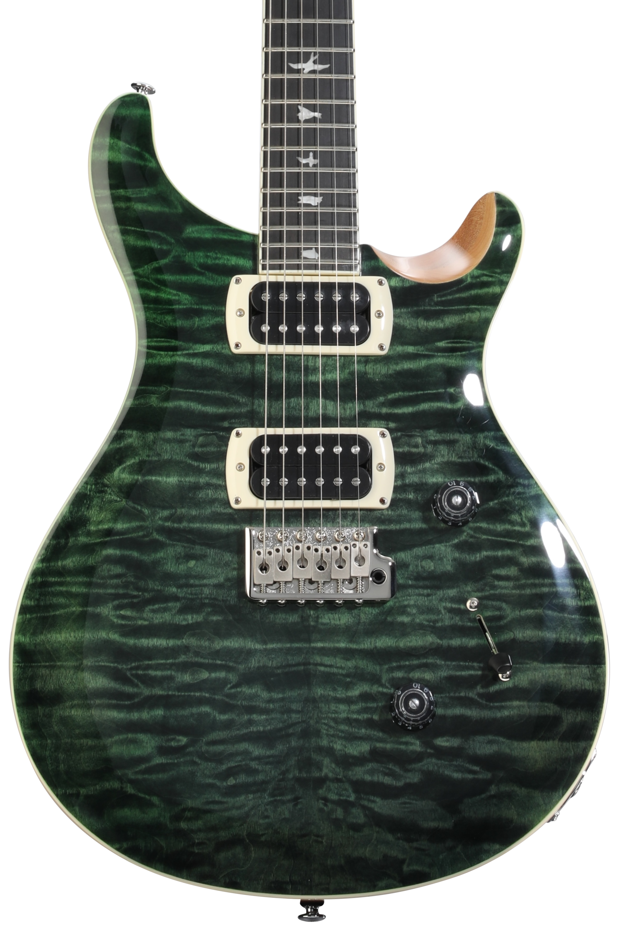PRS SE Custom 24 Quilt Electric Guitar - Teal Black/Natural Back