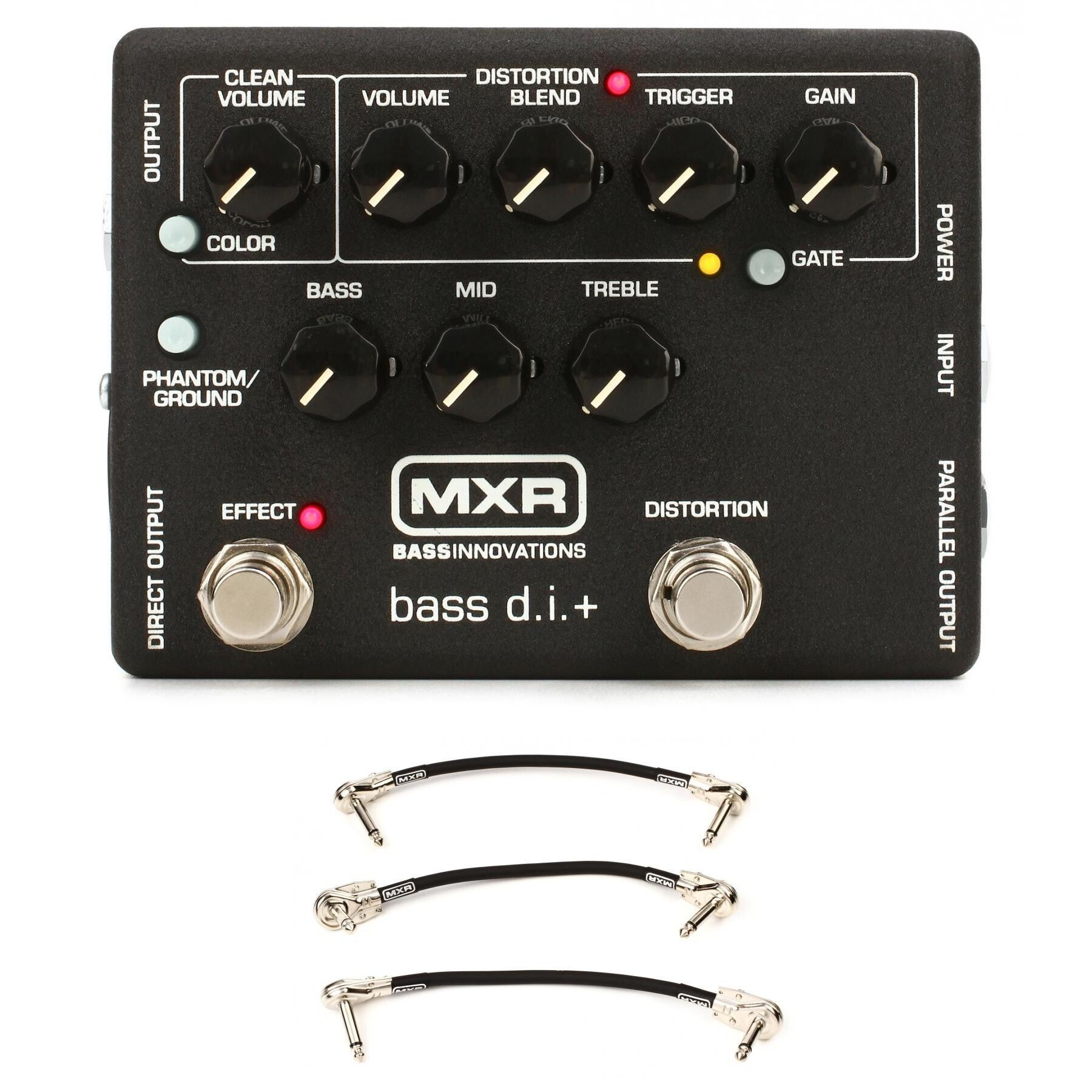 MXR M80 Bass D.I.+ Bass Distortion Pedal with 3 Patch Cables