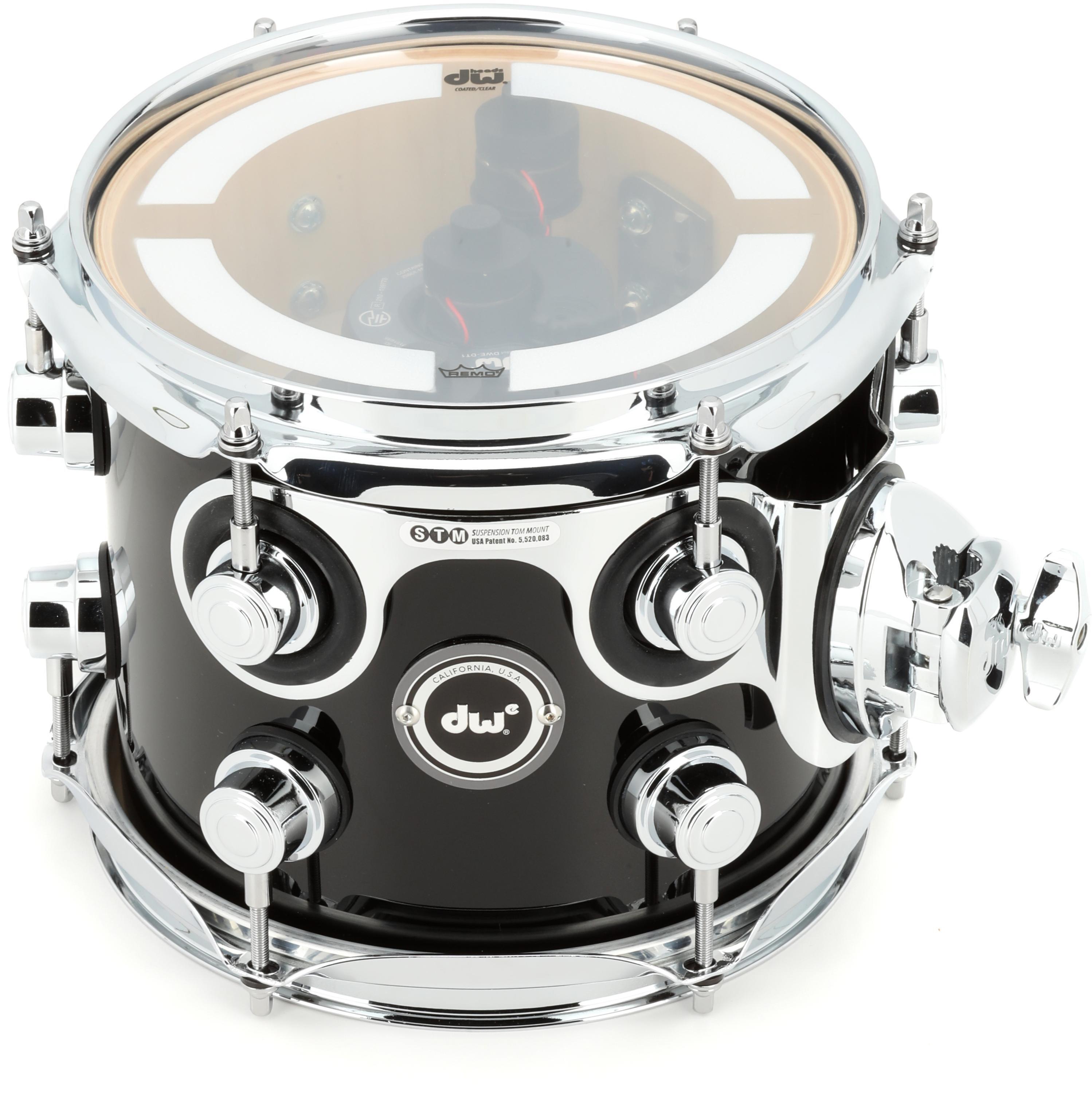 DW DWe e33 Mounted Tom - 7 inches x 8 inches, Piano Black Gloss