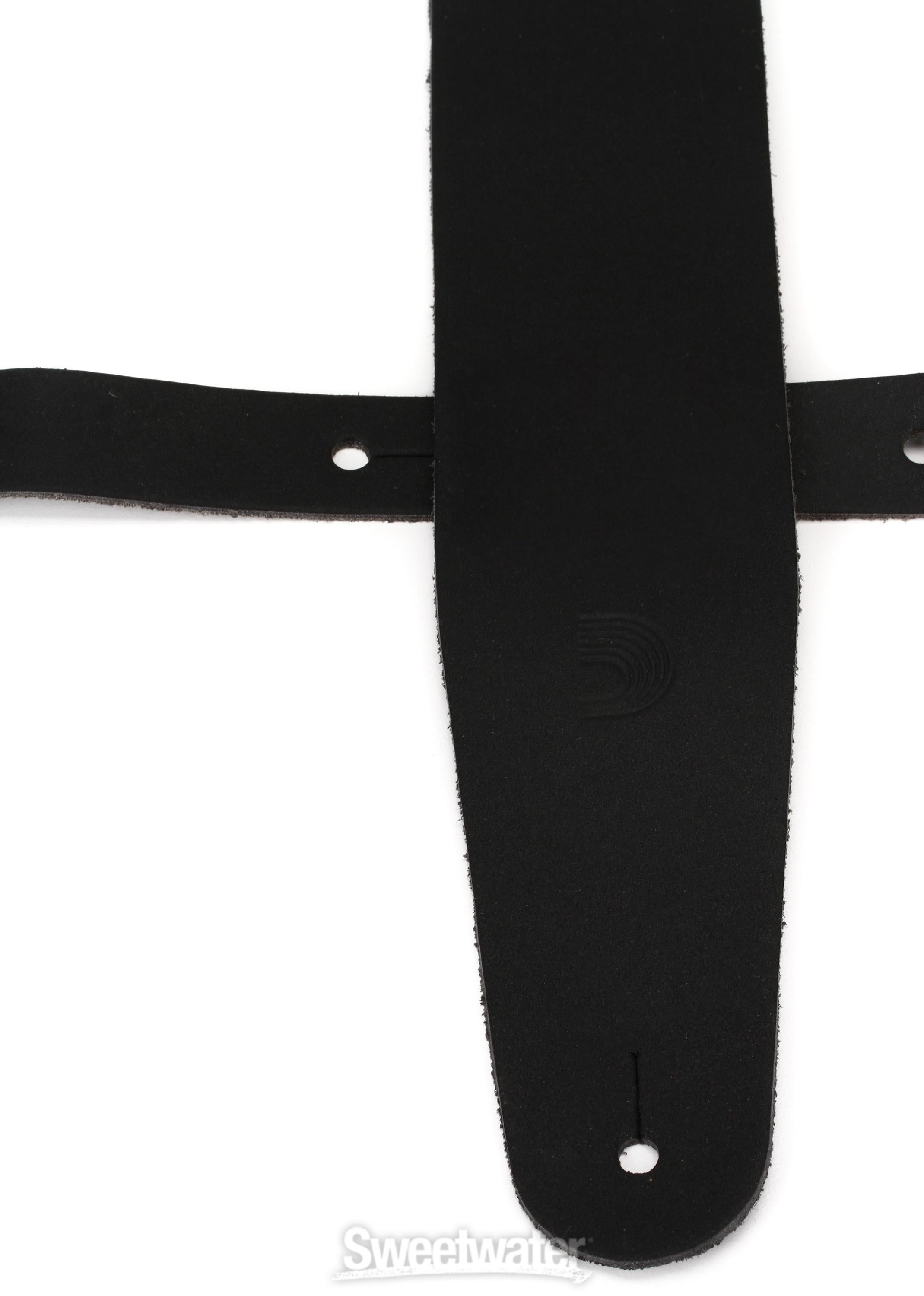 D'Addario 2.5-inch Basic Classic Leather Guitar Strap - Black