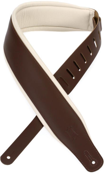 Levy's M26PD-BRN_CRM Top Grain Leather Guitar Strap - Brown and Cream