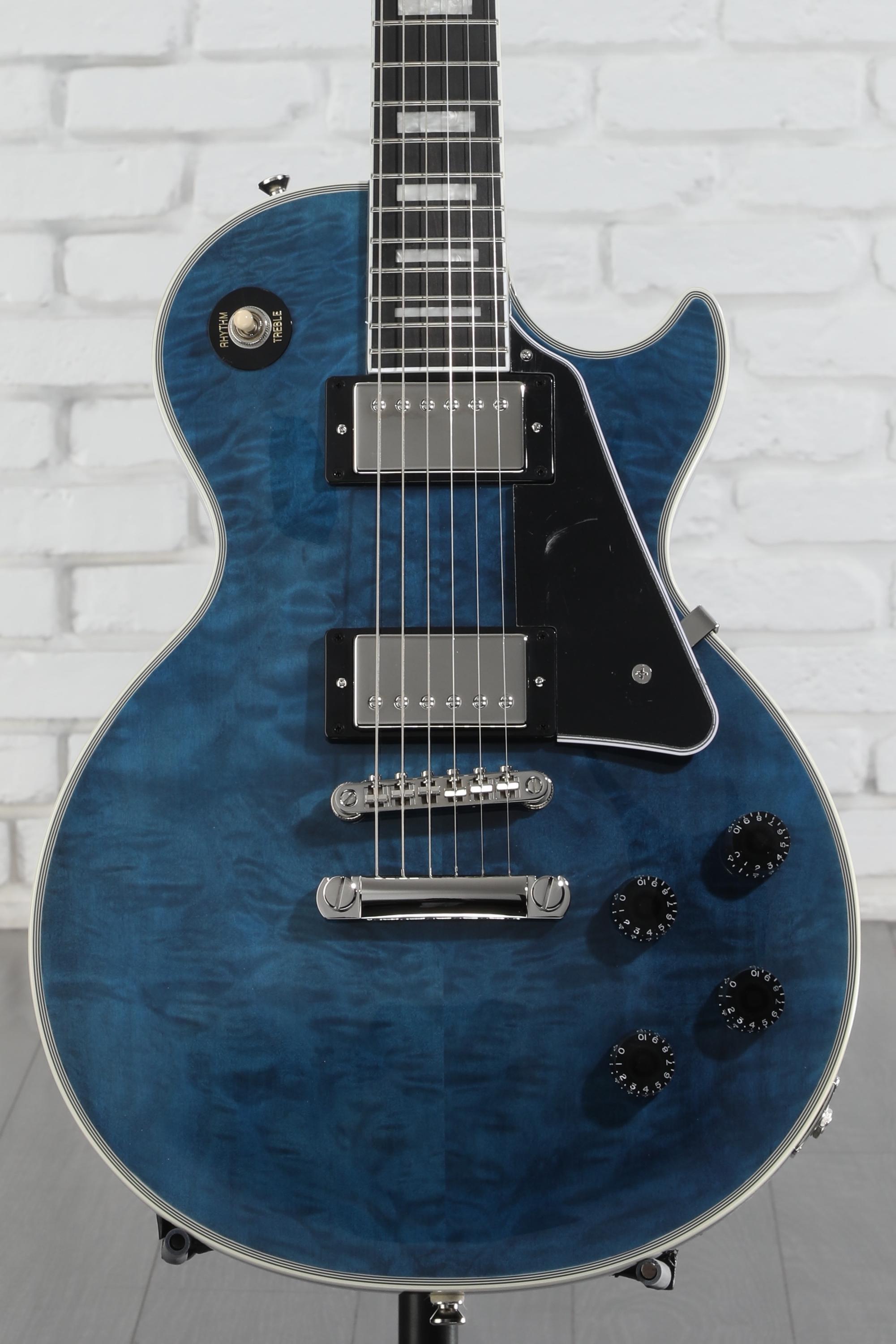 ギター Epiphone Les Paul Quilt Viper Blue Epiphone Les Paul Custom Quilt in Viper Blue w/Premium