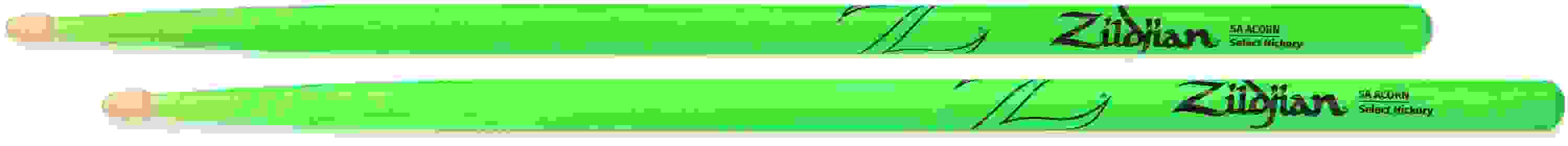 Zildjian Acorn Drumsticks - 5A - Neon Green