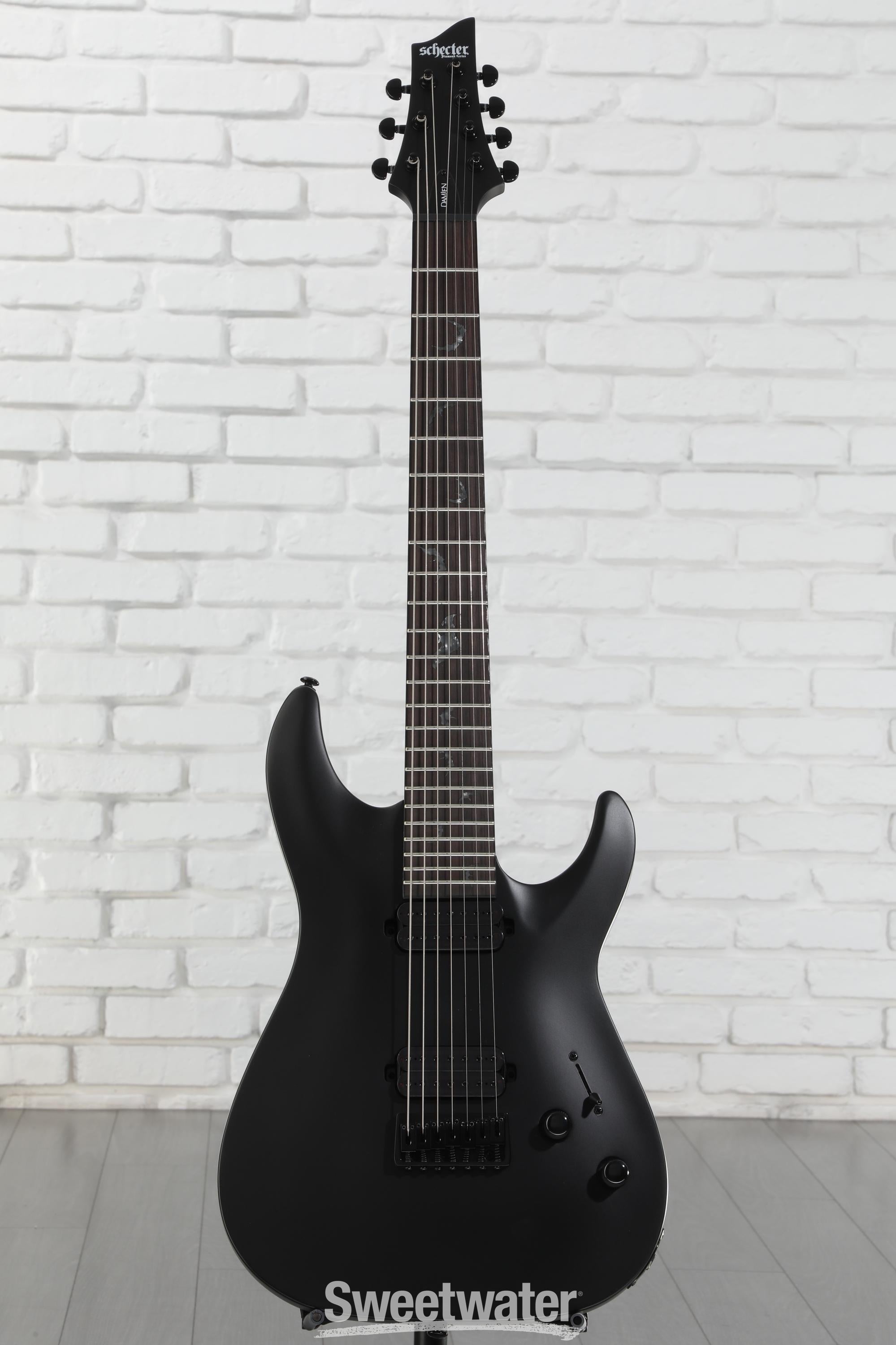 Schecter Damien-7 SBK Electric Guitar - Satin Black | Sweetwater