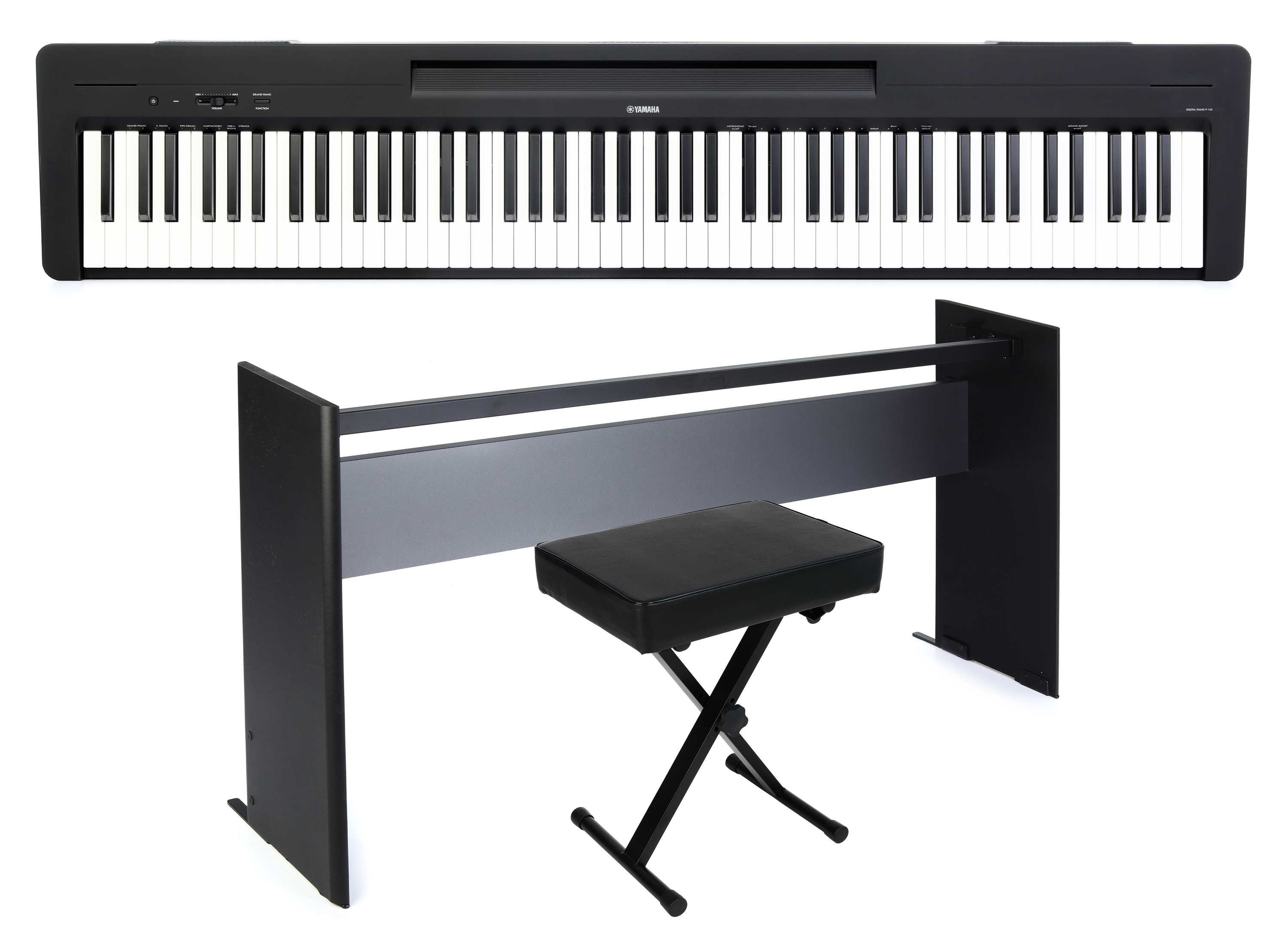 Yamaha P-143 Digital Piano Home Bundle - Black | Sweetwater