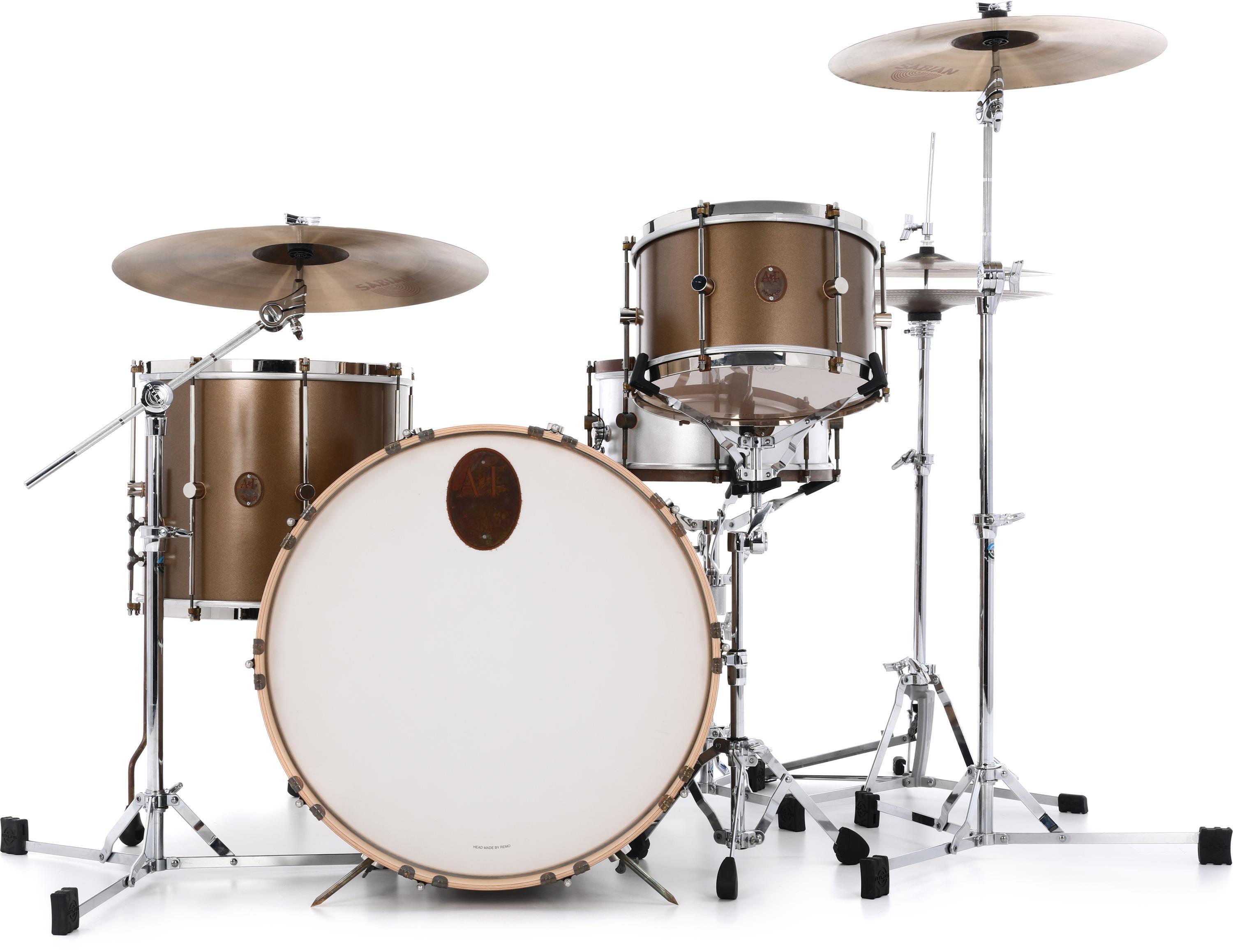 Photo of A&F Drum Company Maple Club 3-piece Shell Pack - Deco Gold with Nickel Hardware