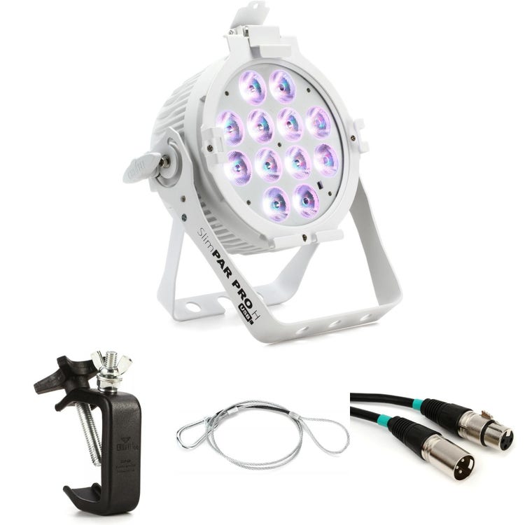 Chauvet DJ SlimPAR Pro H USB RGBAW+UV Par Light Essentials Bundle - White  Housing