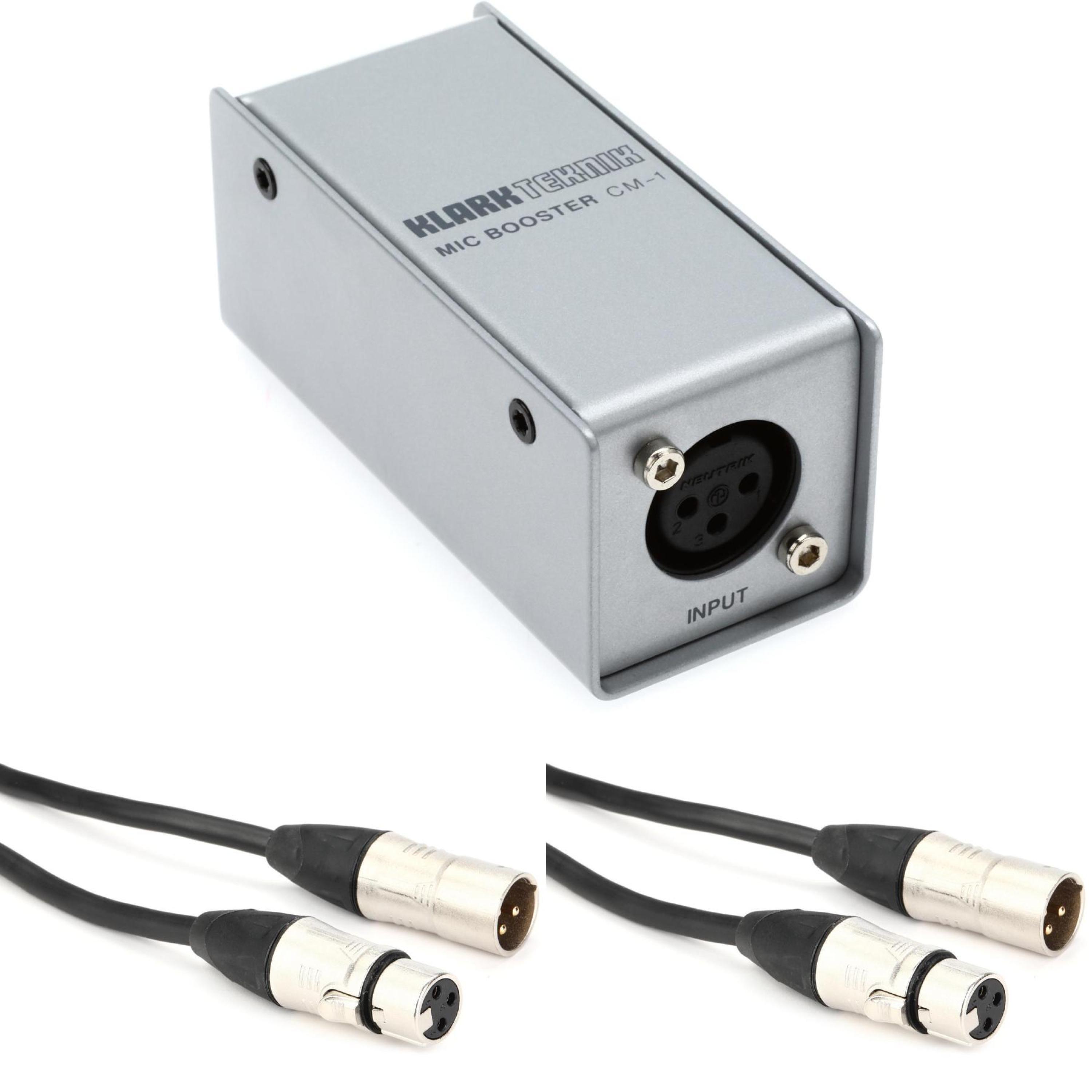Klark Teknik MIC BOOSTER CM1 Dynamic Microphone Booster with 2 XLR Cables Sweetwater