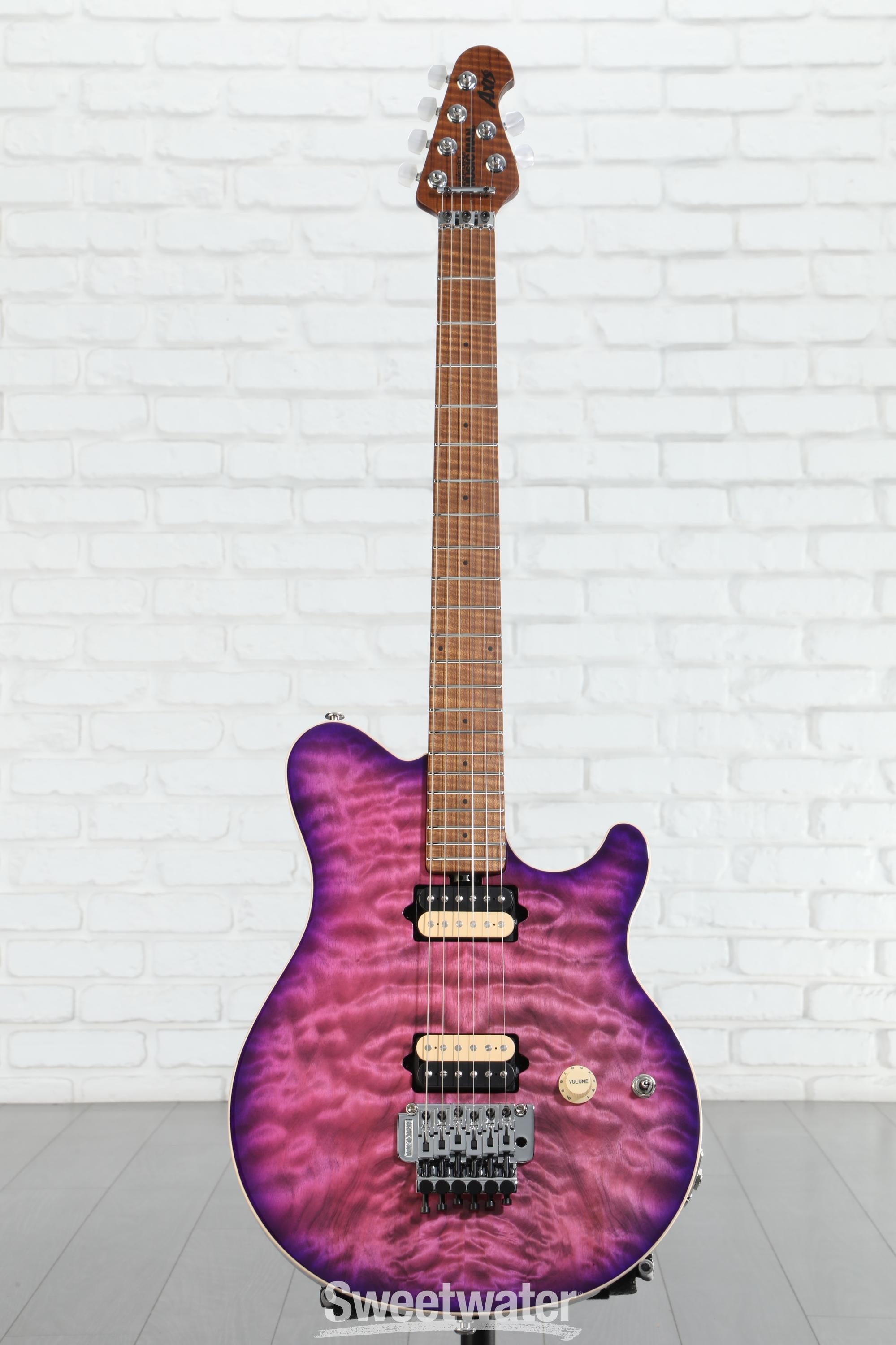 ギター MUSIC MAN AXIS Trans Pink Quilted Maple Sterling By Music Man Axis Quilted Maple Electric Guitar