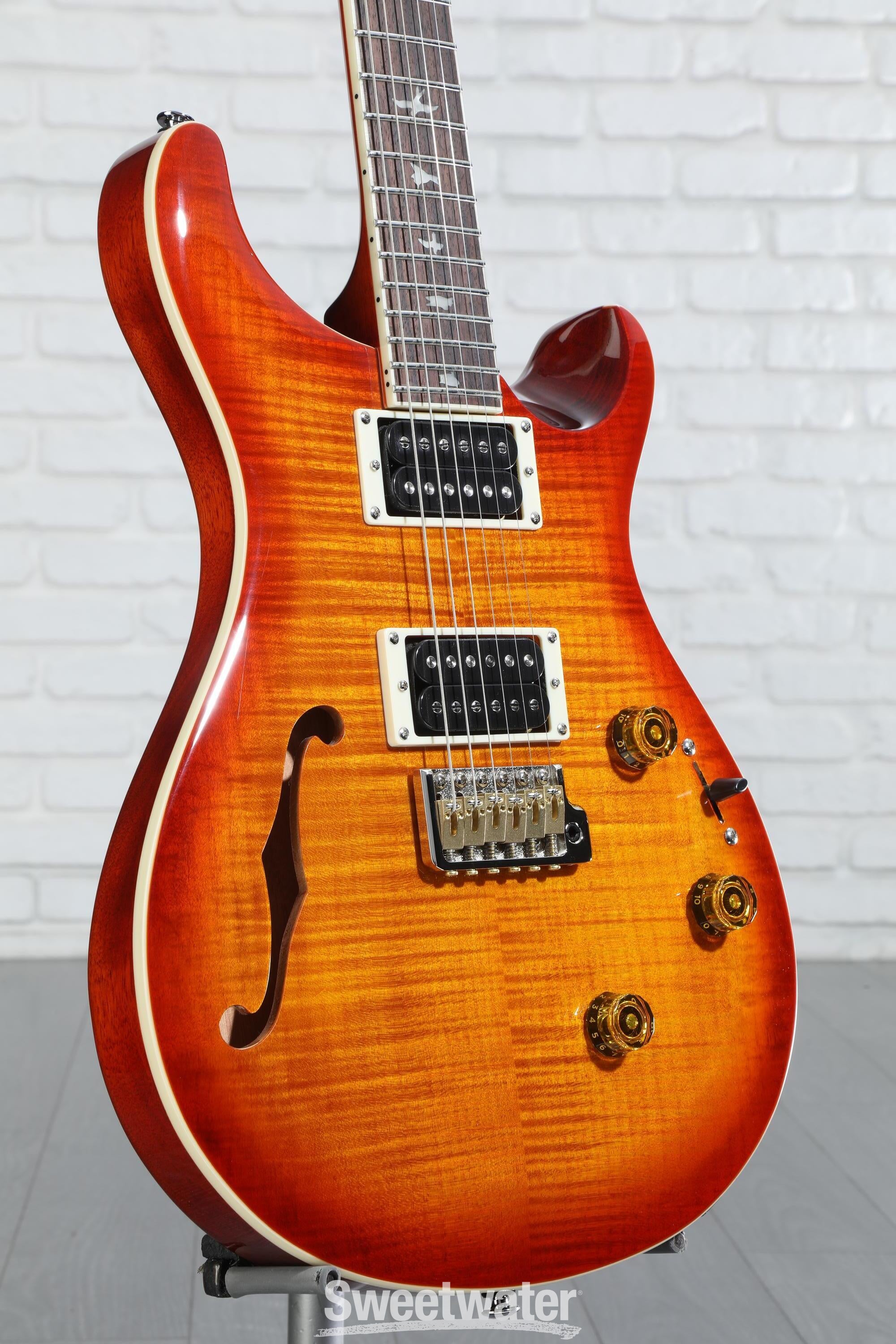 PRS SE Custom 24 Semi-Hollow Piezo Electric Guitar - Vintage Sunburst |  Sweetwater