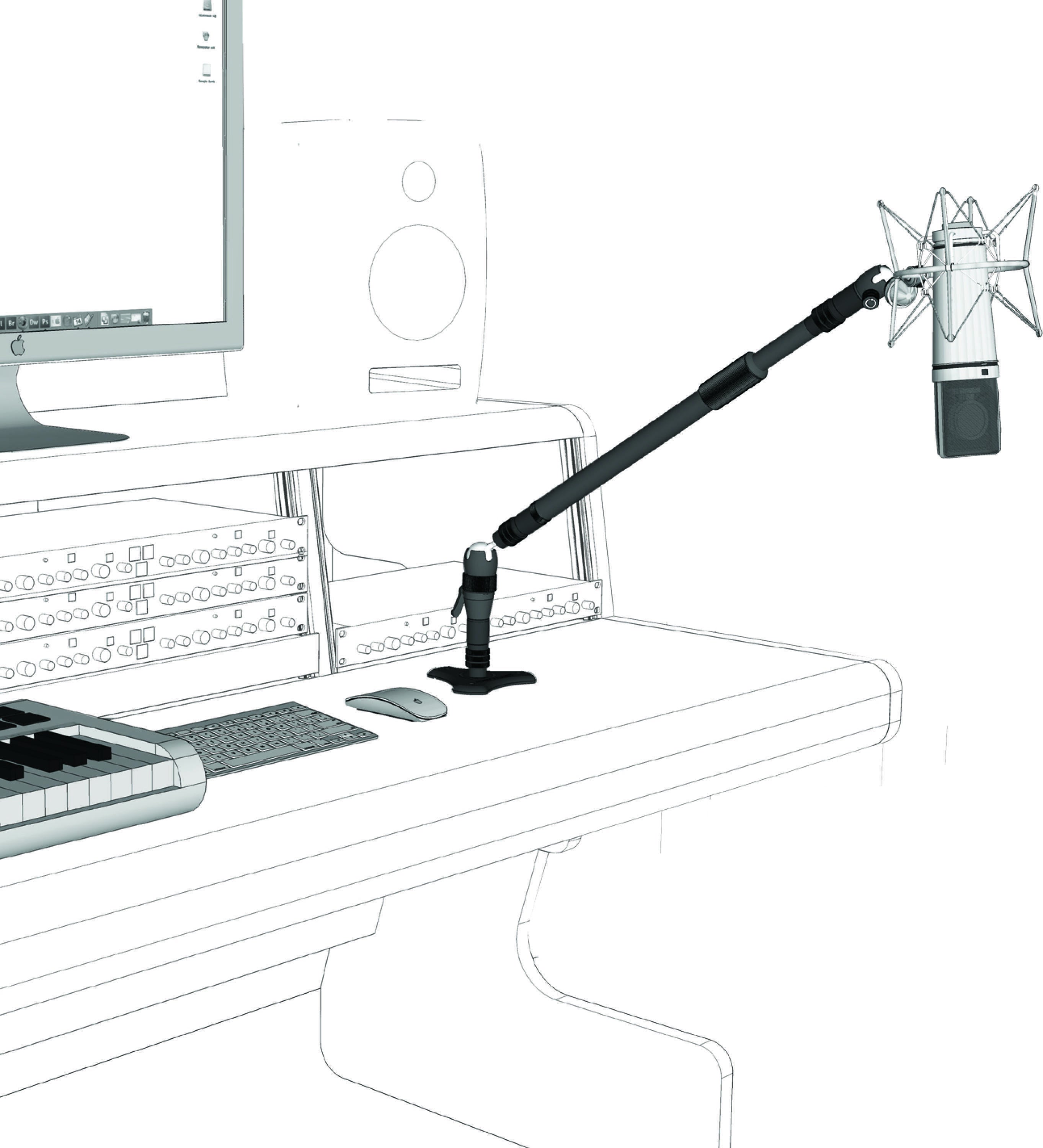 K&M 23860 Deskmounted Broadcast Microphone Boom Arm | Sweetwater