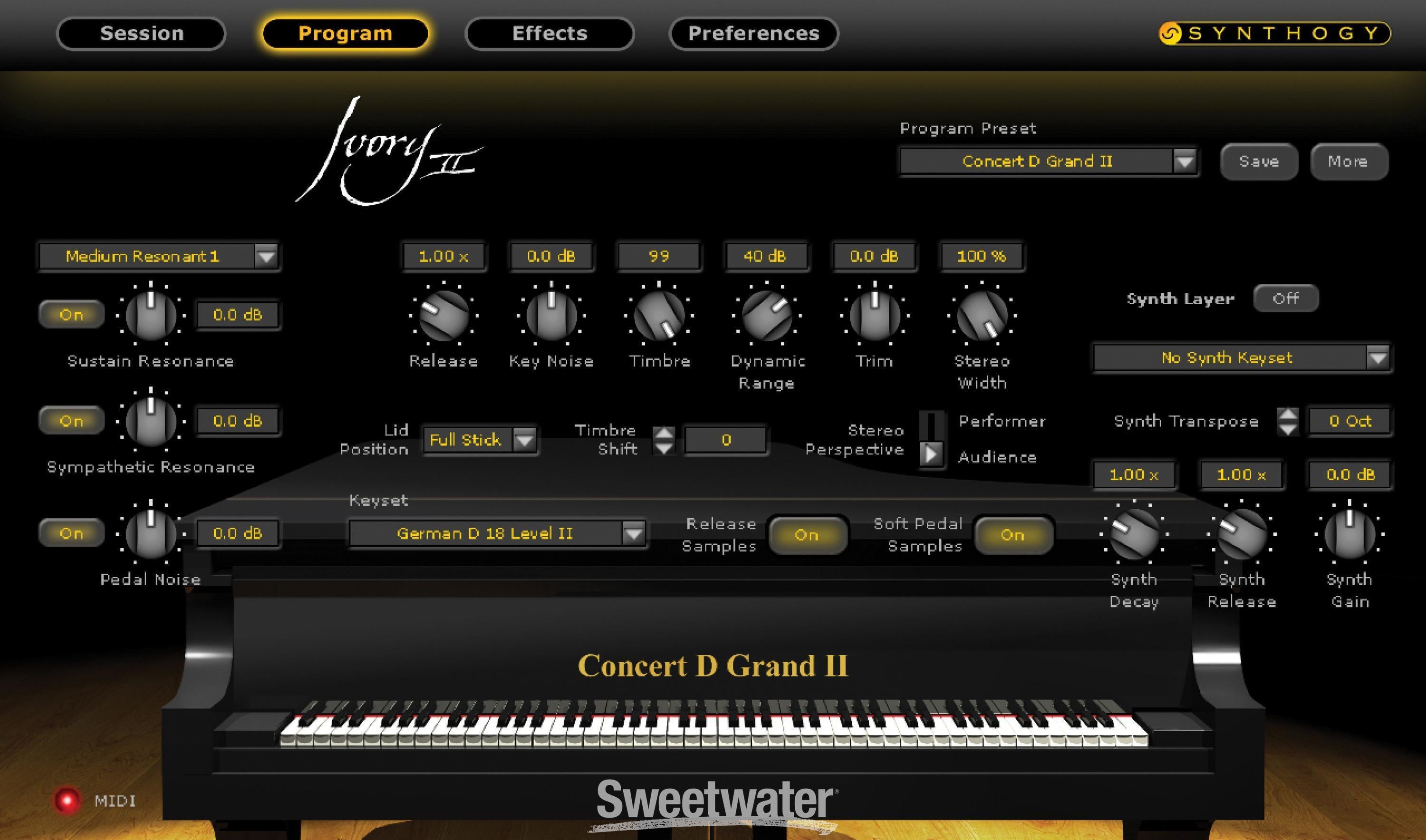 Synthogy Ivory II Grand Pianos (download) | Sweetwater