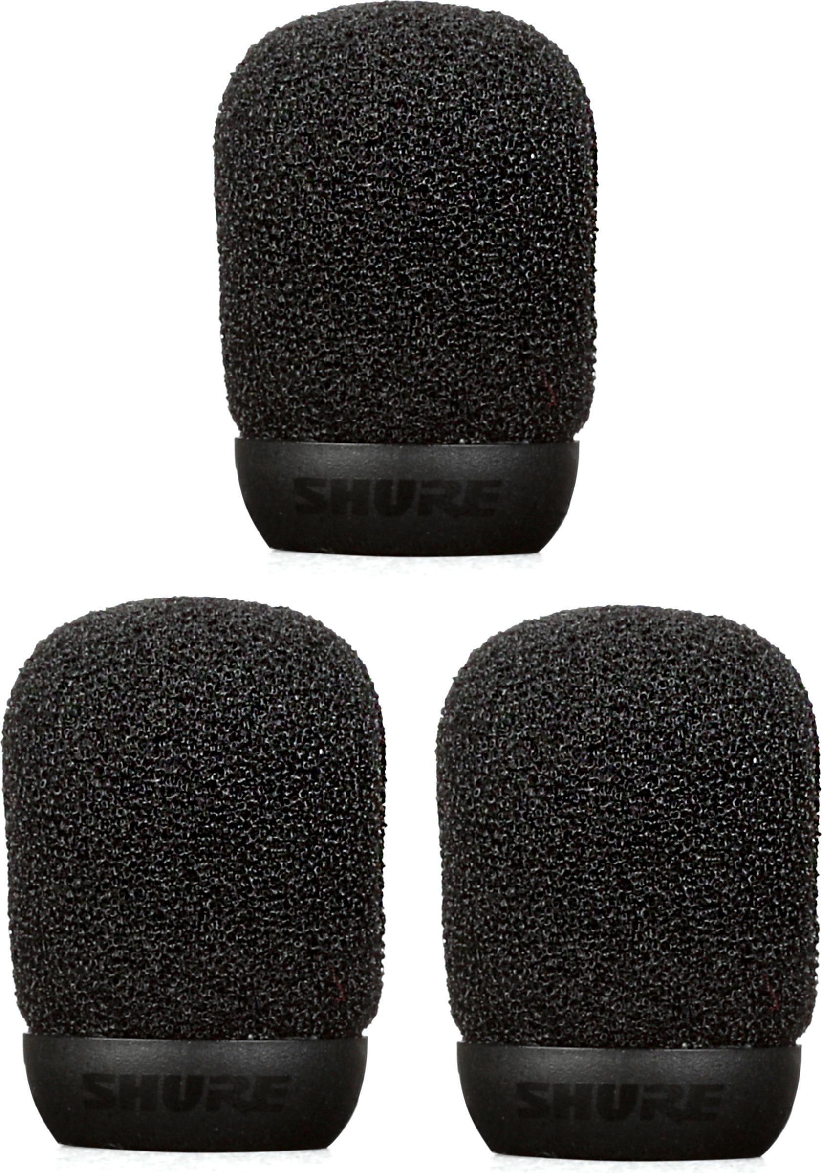 Shure UniPlex Lavalier Microphone Windscreen Black (3pack) Sweetwater