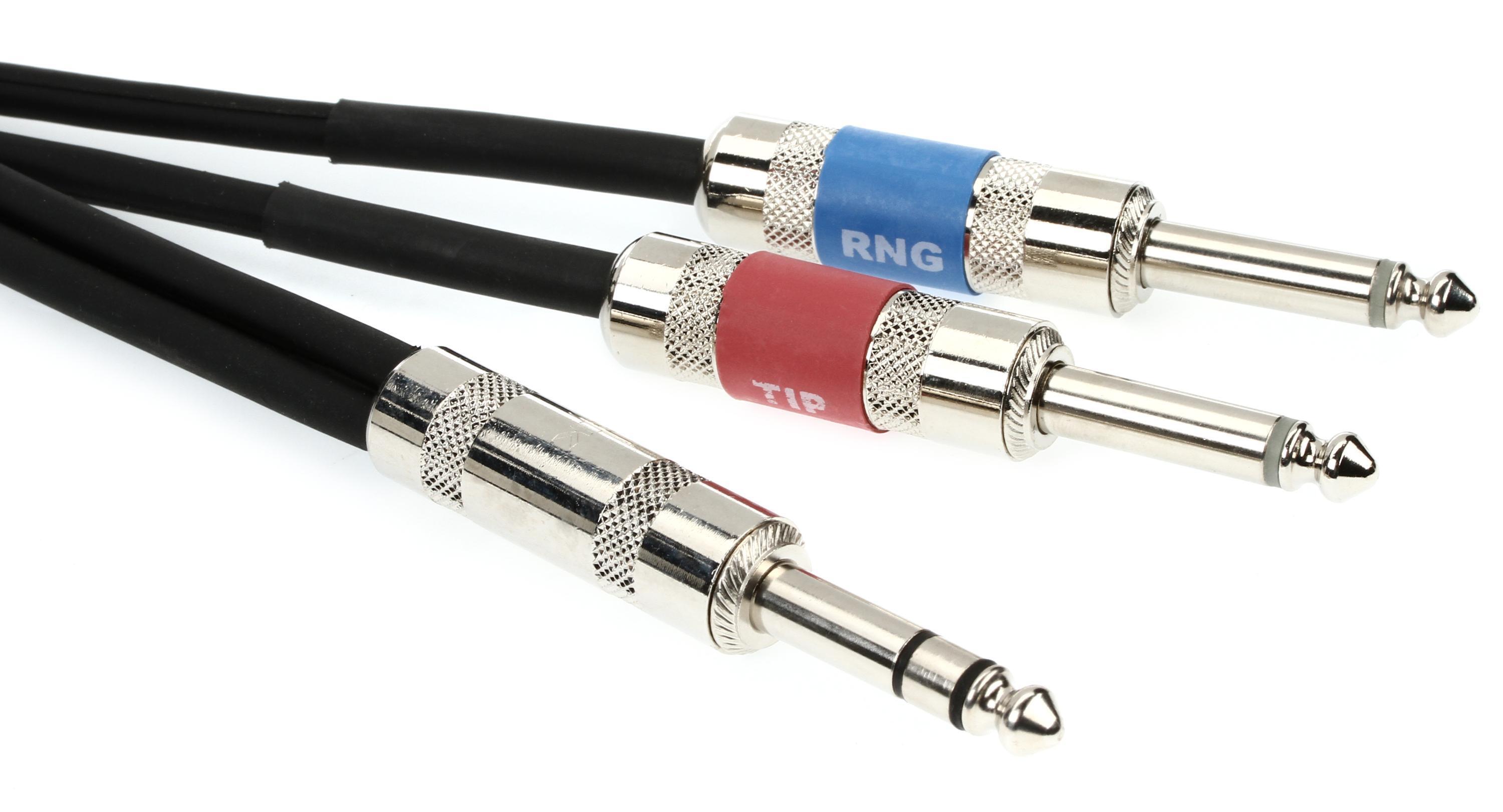 Photo of Pro Co IPBQ2Q-3 1/4-inch TRS Male to Dual 1/4-inch TS Male Insert Cable - 3 foot