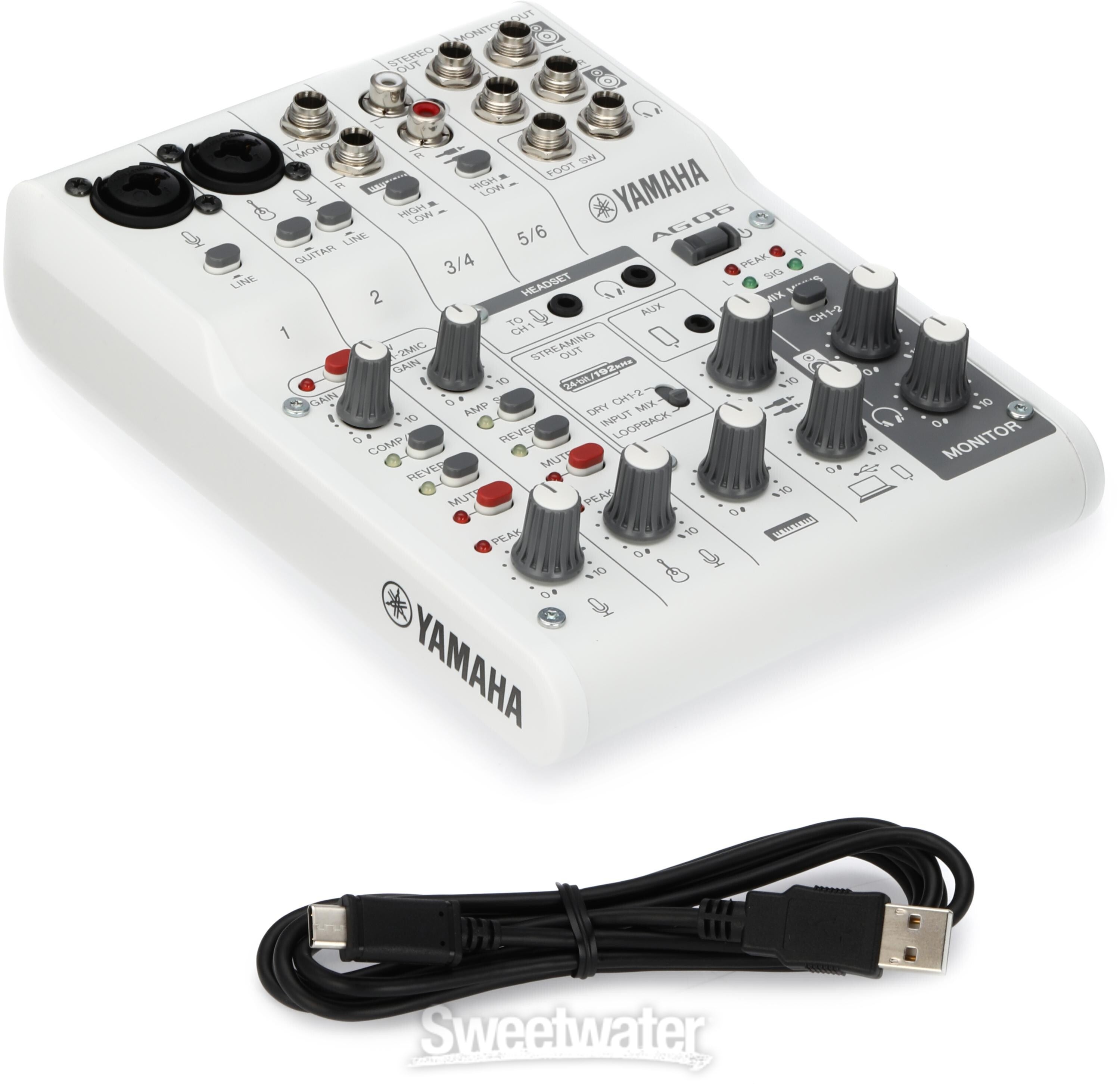 Yamaha AG06 Mk2 6-channel Mixer and USB Audio Interface - White | Sweetwater