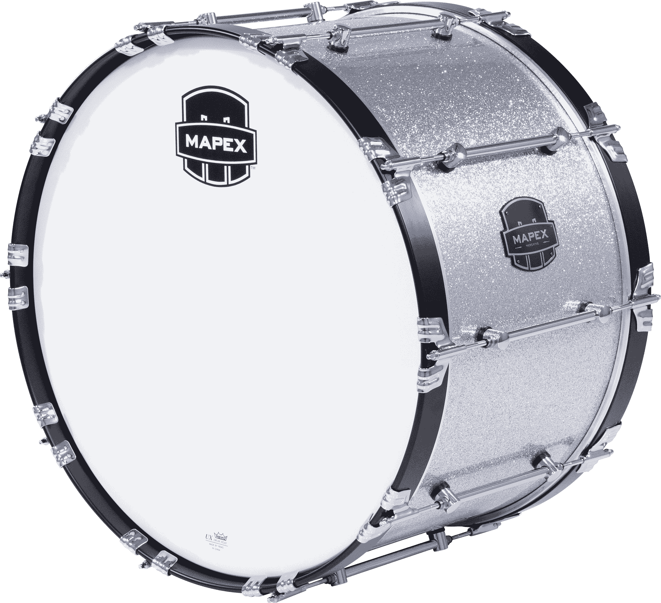 Mapex Quantum Mark II Marching Bass Drum - 14 inches x 24 inches, Silver Diamond Dazzle