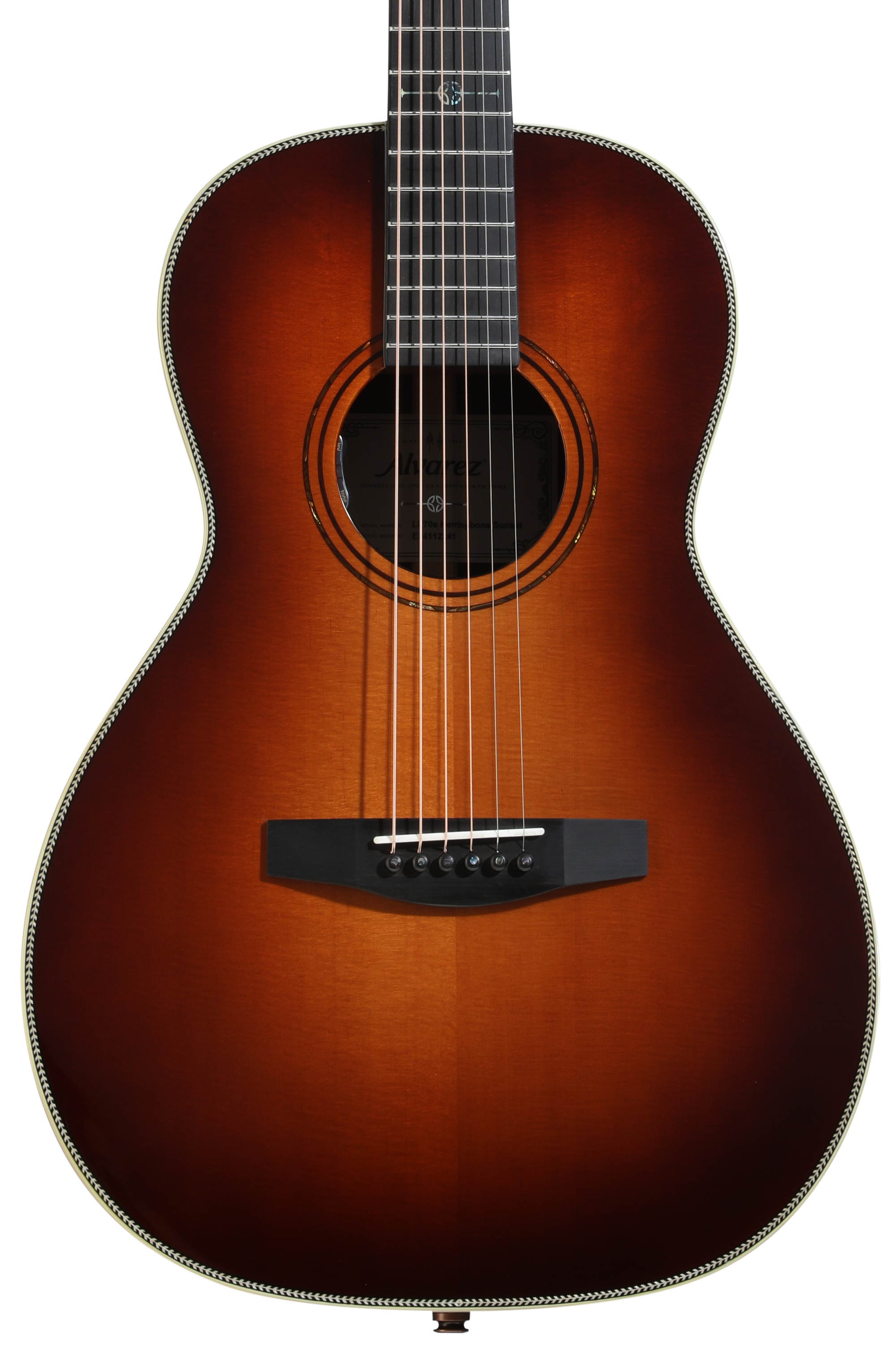 Alvarez LP70e Herringbone Sunset Laureate Series Parlor Acoustic-electric Guitar - Sunset