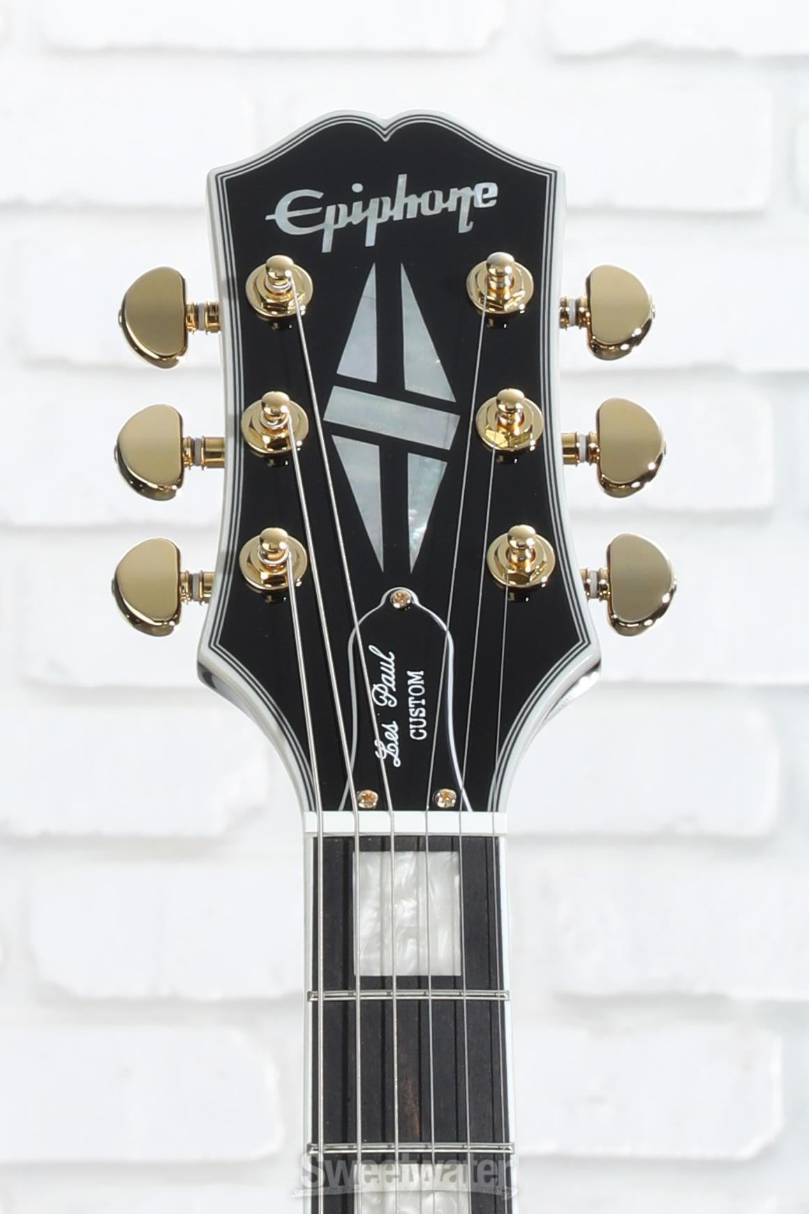 Epiphone Les Paul Custom Electric Guitar - Ebony | Sweetwater Epiphone Les Paul Custom Electric Guitar - Ebony | Sweetwater