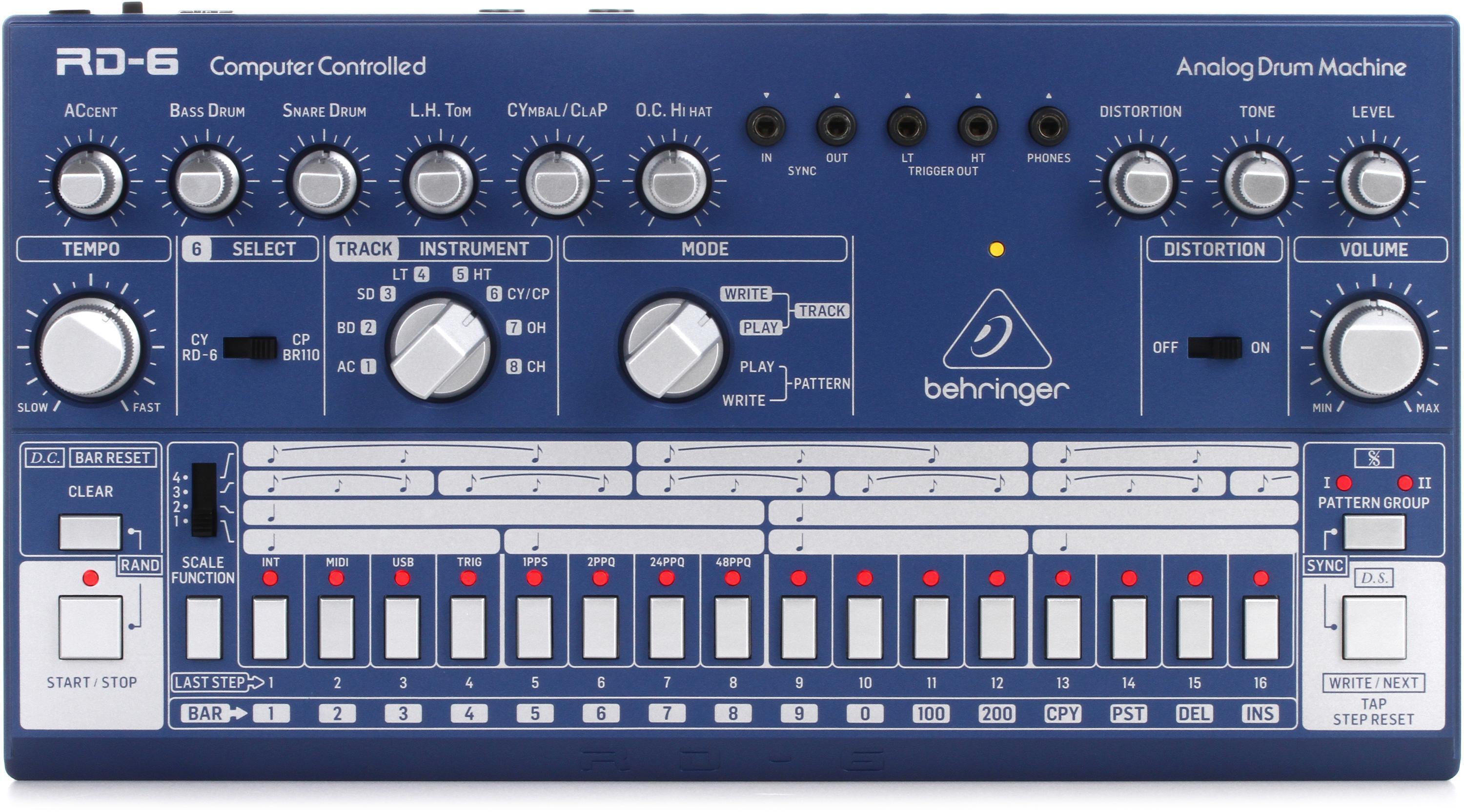 Behringer RD-6-BU Analog Drum Machine - Blue | Sweetwater