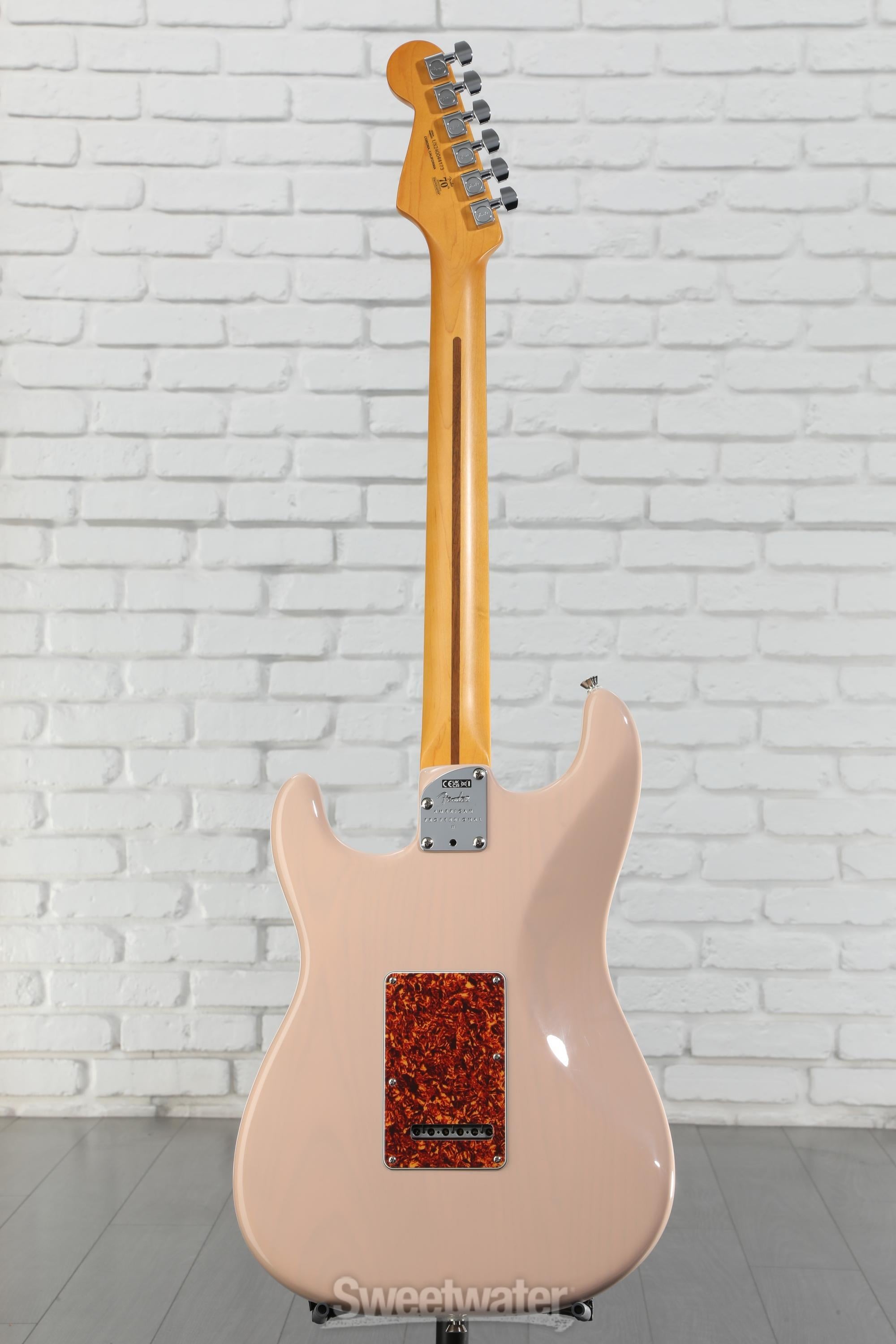 Fender American Professional II Thinline Stratocaster Electric Guitar - Transparent Shell Pink