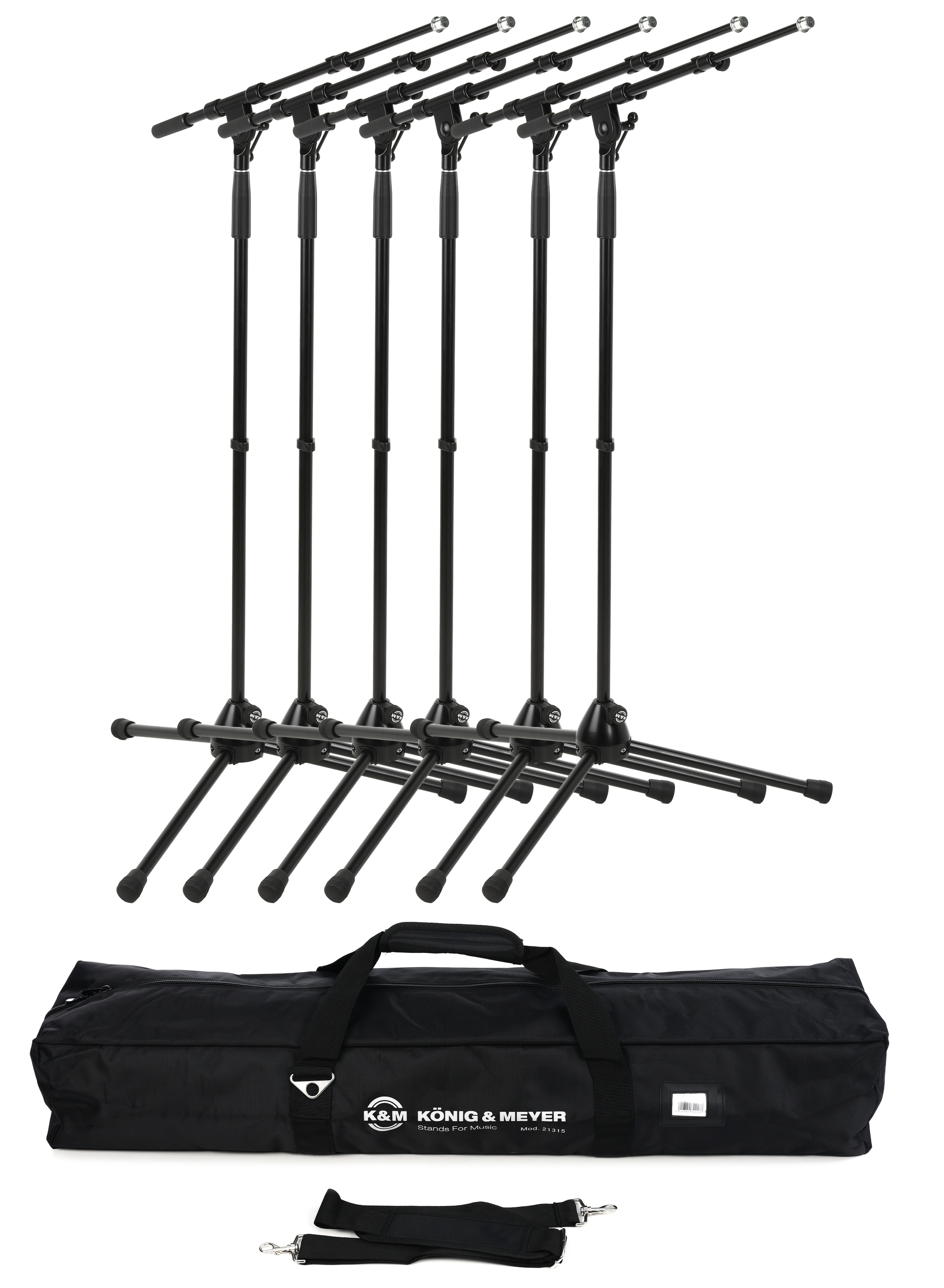 Photo of K&M 210/9 Telescoping Boom Microphone Stands with Carry Bag (6-pack)