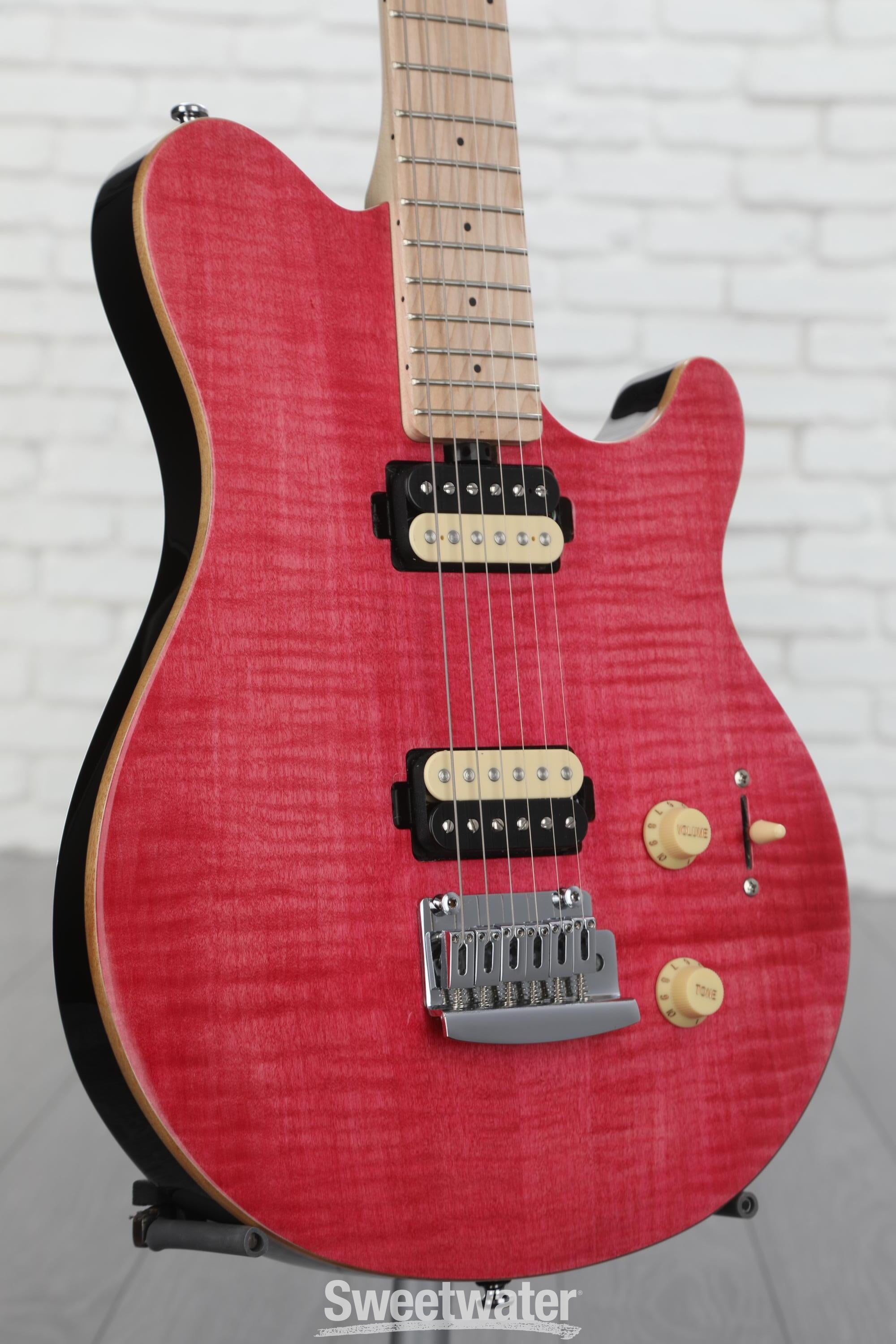 Sterling By Music Man Axis Flame Maple Electric Guitar - Stain Pink |  Sweetwater