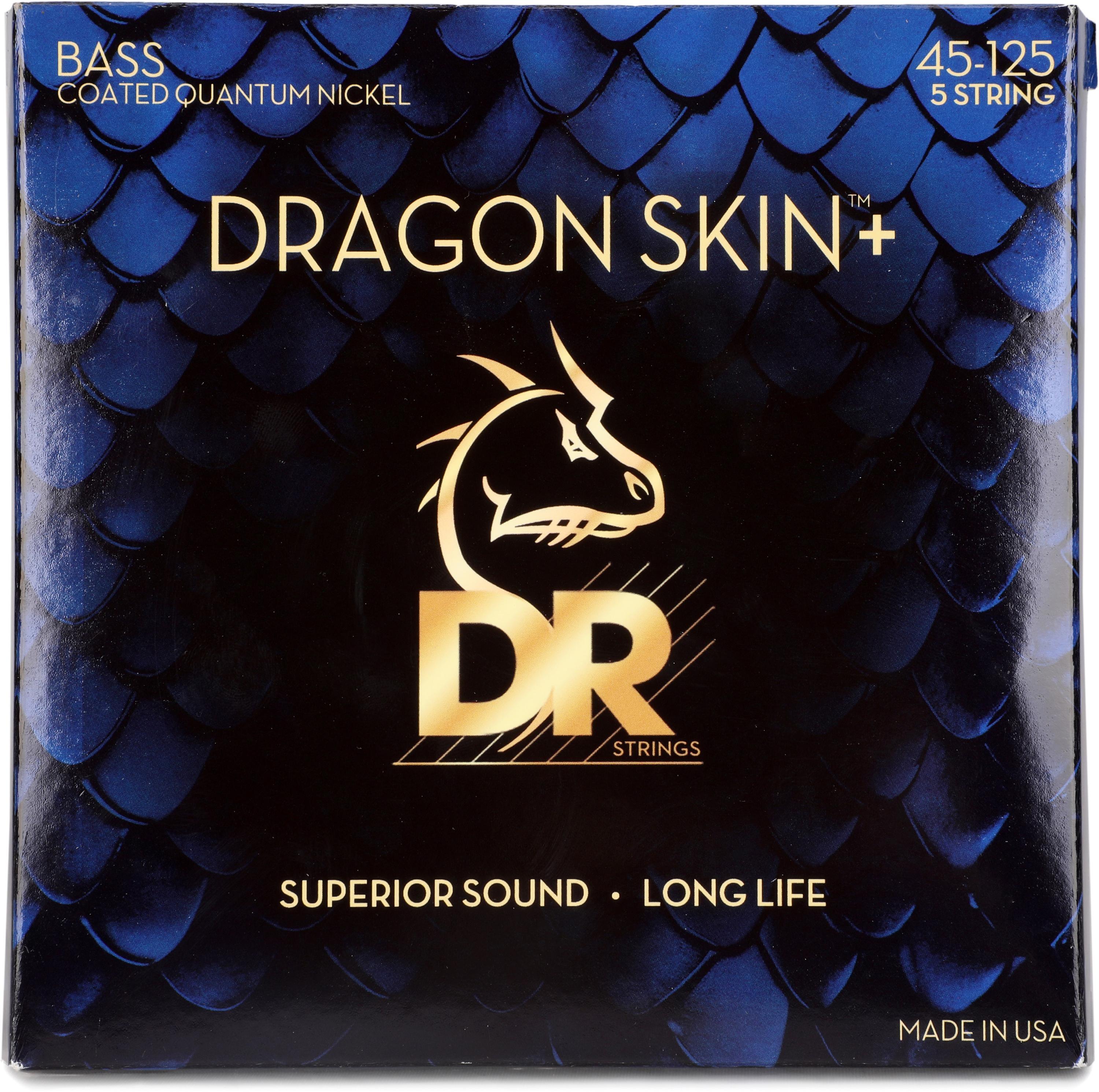 Photo of DR Strings Dragon Skin+ Coated 5-string Bass Guitar Strings - .045-.125 Medium