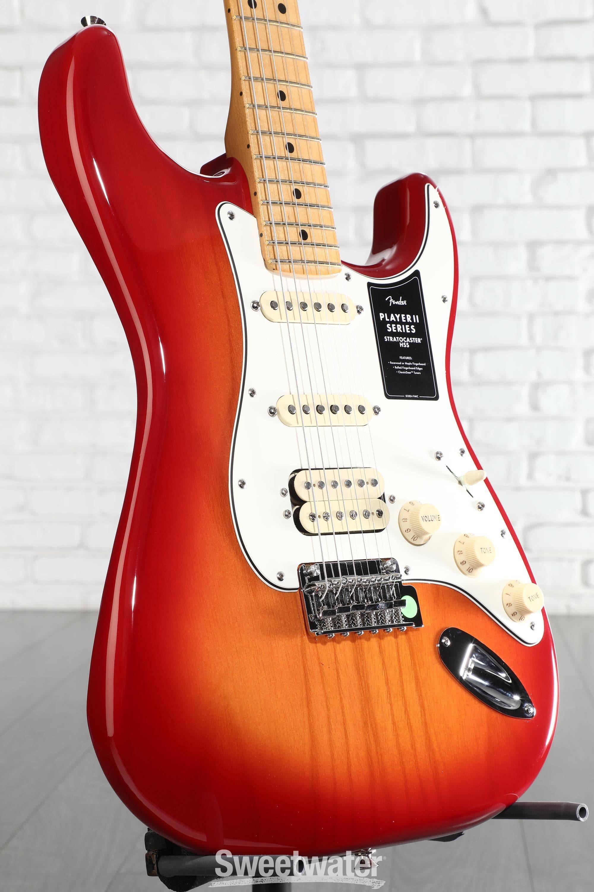 Photo of Fender Player II Stratocaster HSS Electric Guitar - Aged Cherry Burst with Maple Fingerboard