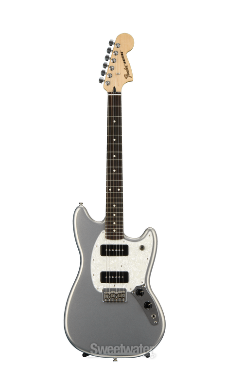 Fender Mustang 90 - Silver with Rosewood Fingerboard | Sweetwater