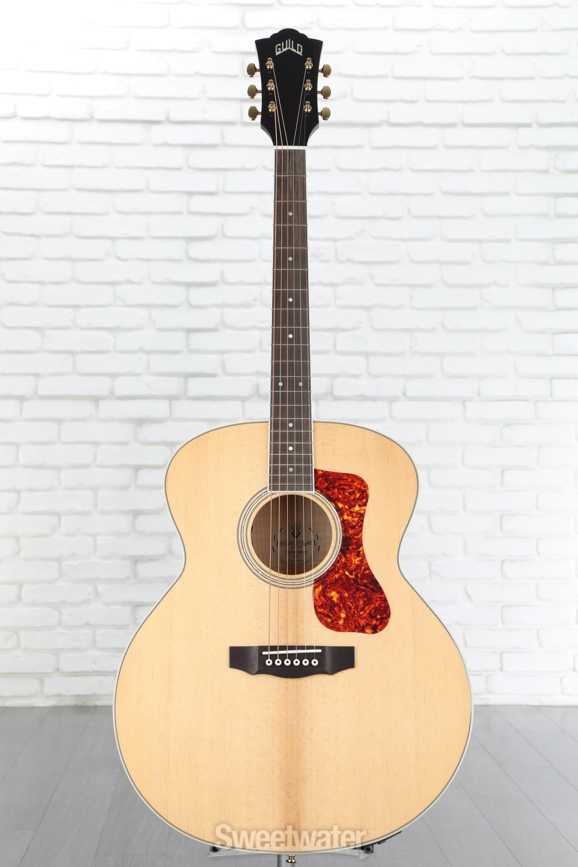 Guild F-250E Deluxe Jumbo Acoustic-Electric Guitar - Blonde | Sweetwater