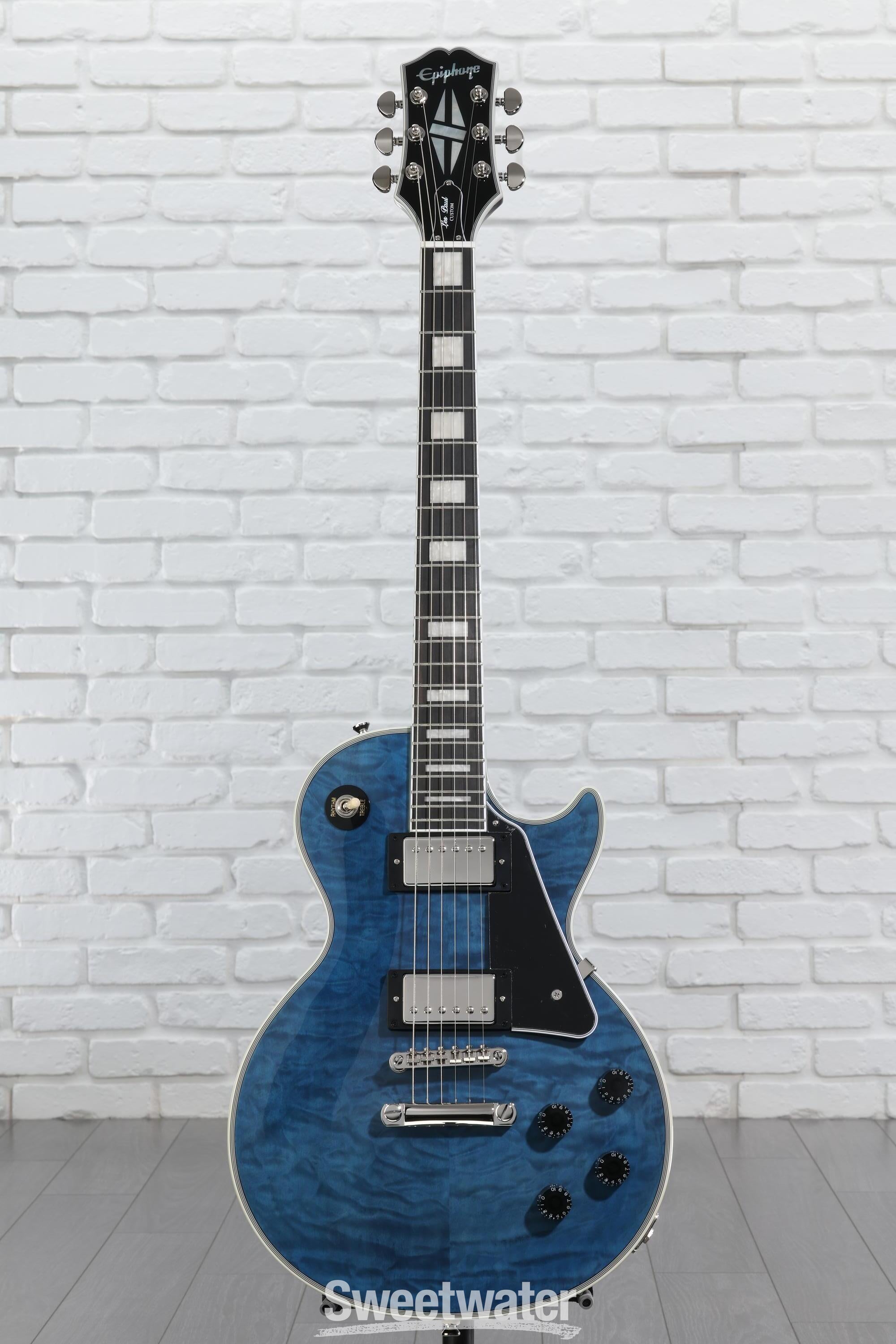 ギター Epiphone Les Paul Quilt Viper Blue Epiphone Les Paul Custom Quilt Viper Blue Electric Guitar