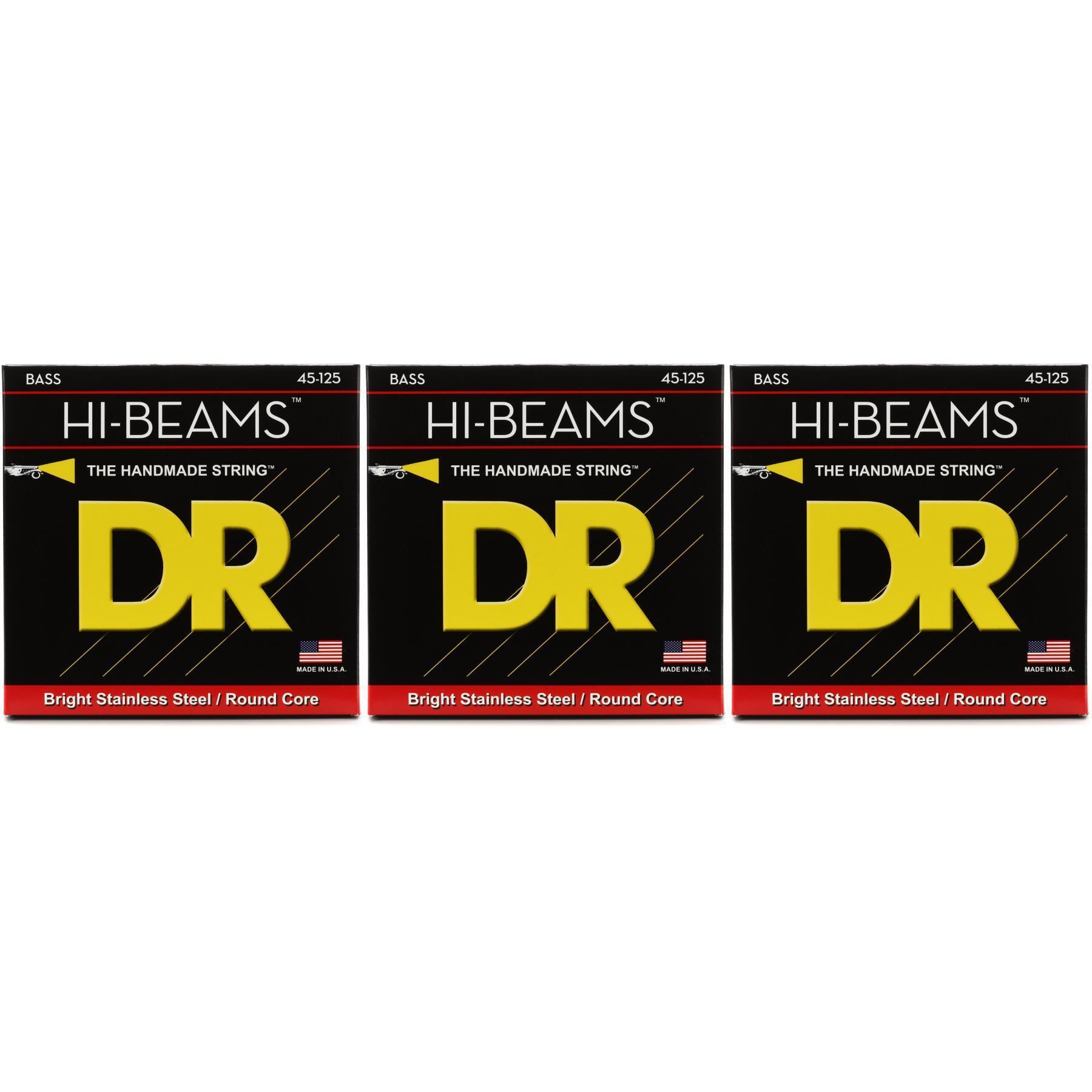 DR Strings MR5-45 Hi-Beam Stainless Steel Bass Guitar Strings - .045-.125  Medium 5-string (3-Pack)