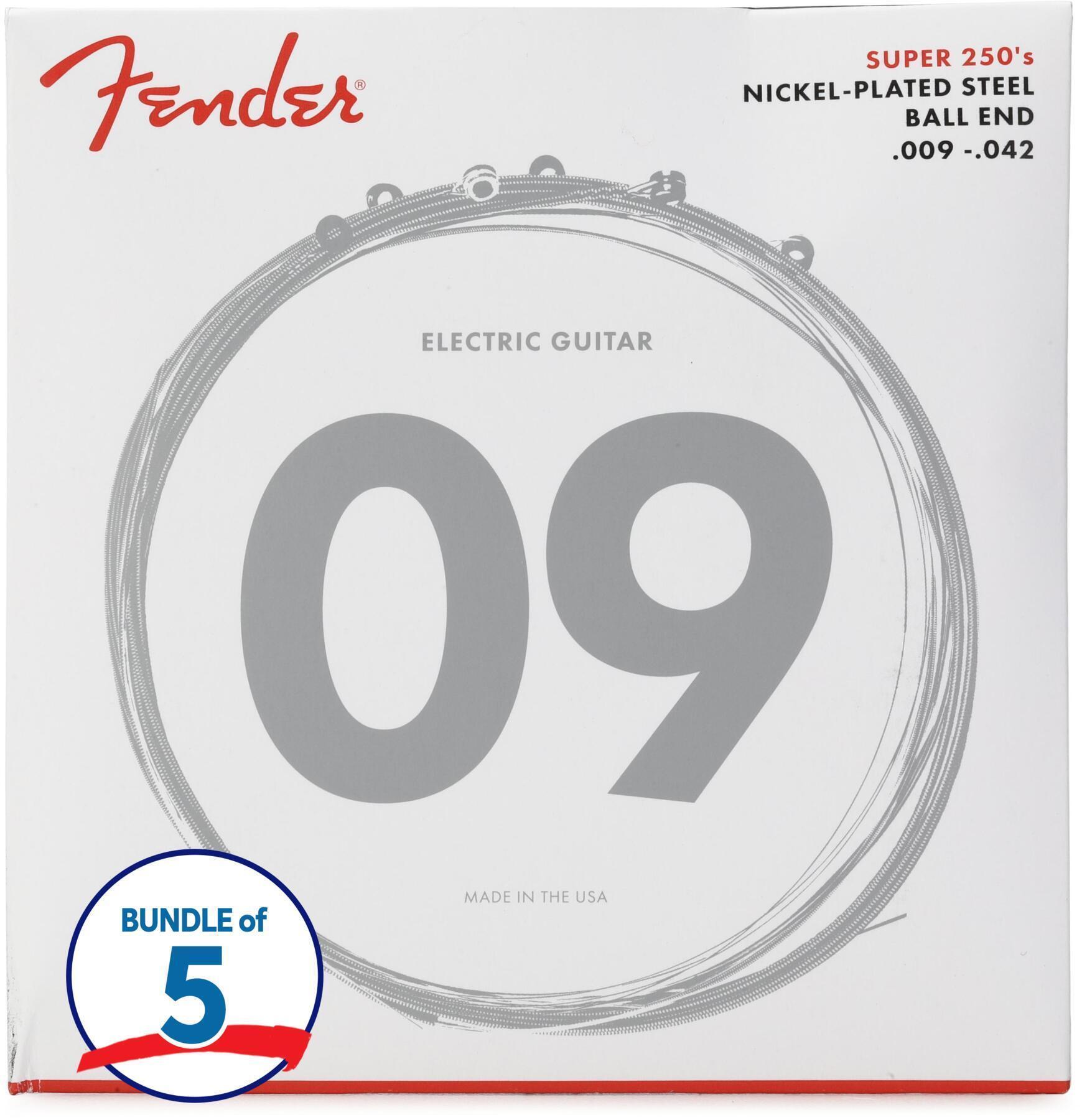 Photo of Fender 250L Super 250's Nickel-Plated Steel Electric Guitar Strings - .009-.042 Light (5-pack)