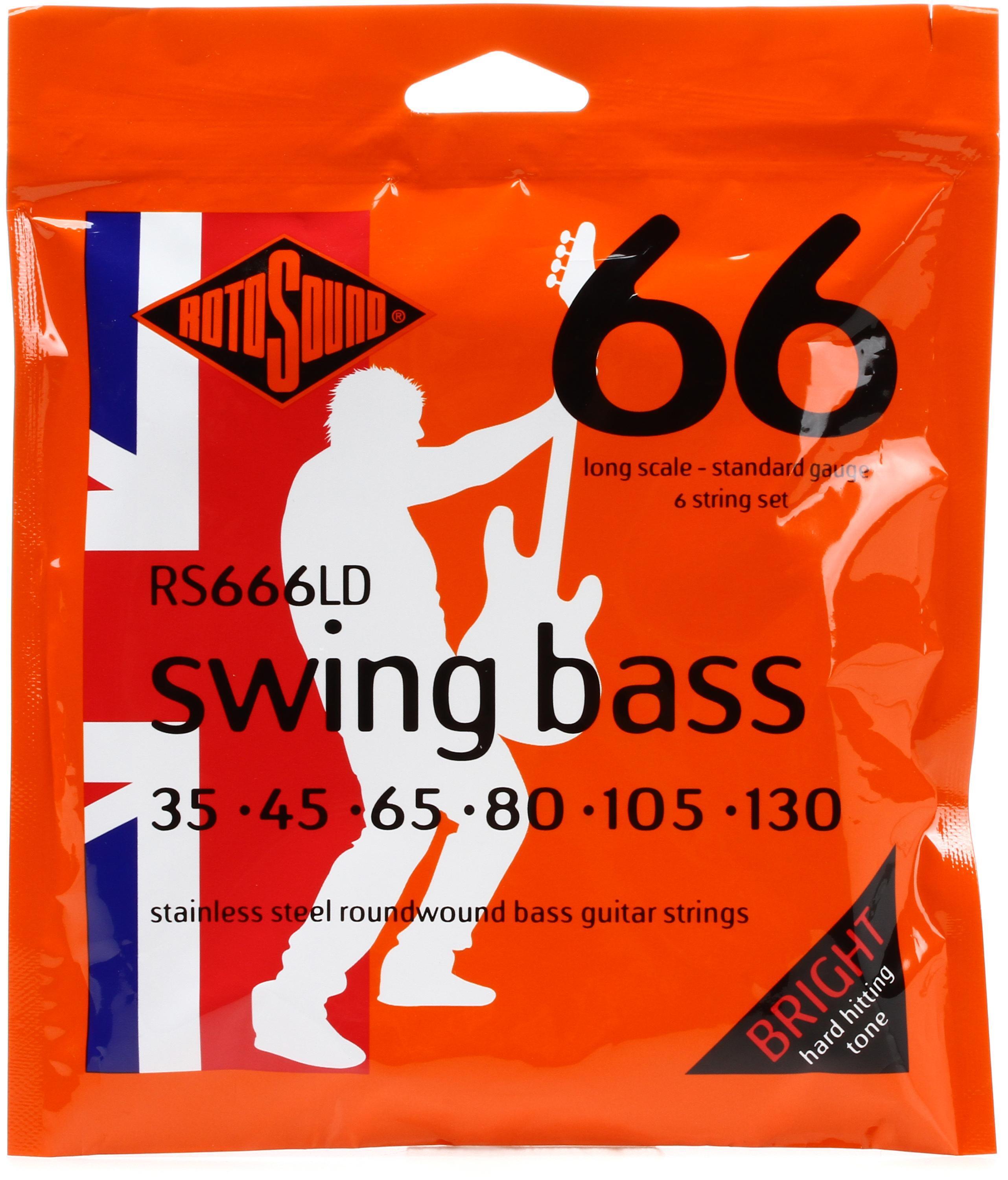 Rotosound RS666LD Swing Bass 66 Stainless Steel Roundwound Bass Guitar  Strings - .035-.130 Standard Long Scale 6-string